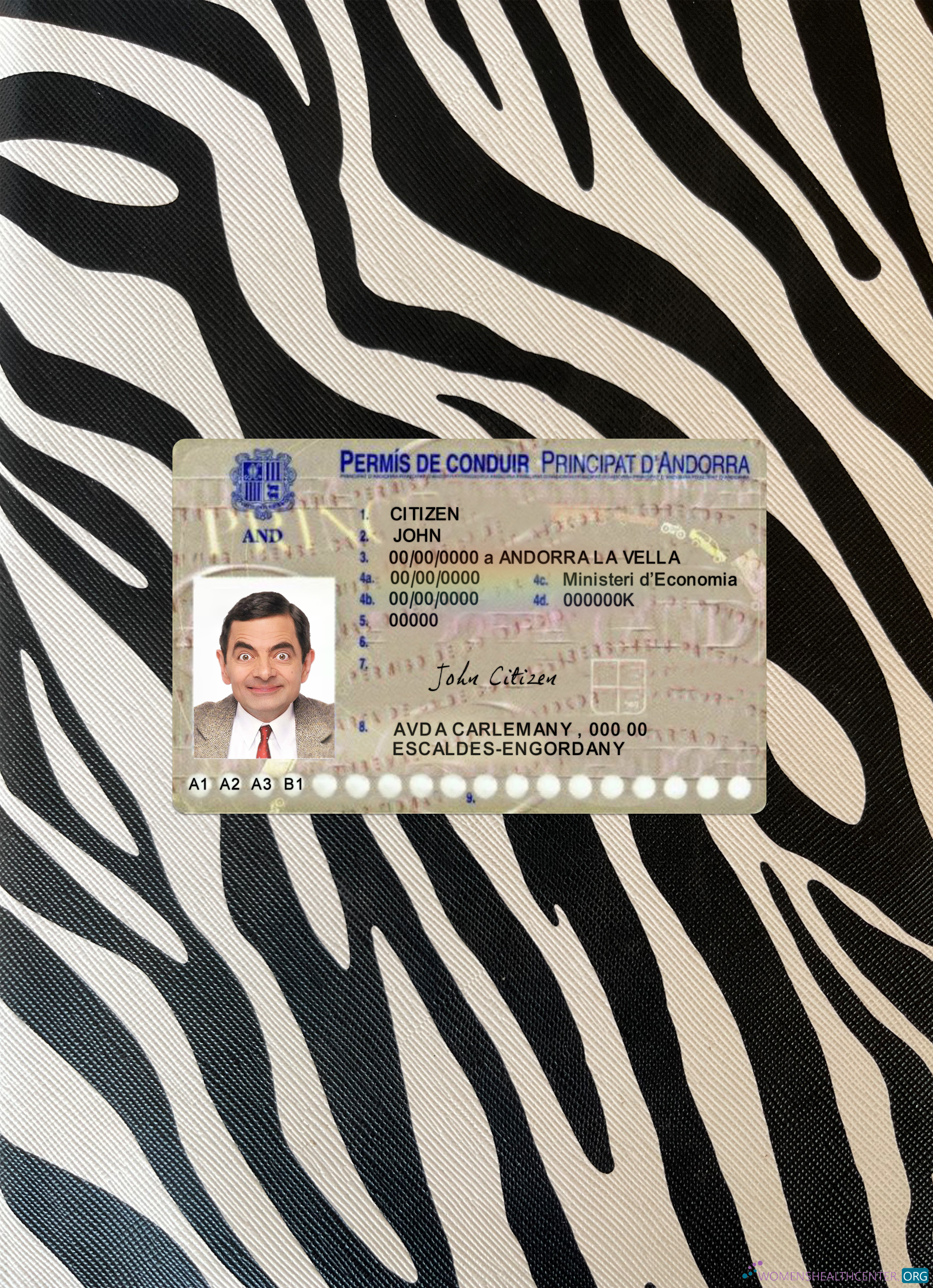 Профессиональный Скачать Андорра Driving License Фотоэффект Лицевая Сторона Photoshop Шаблон