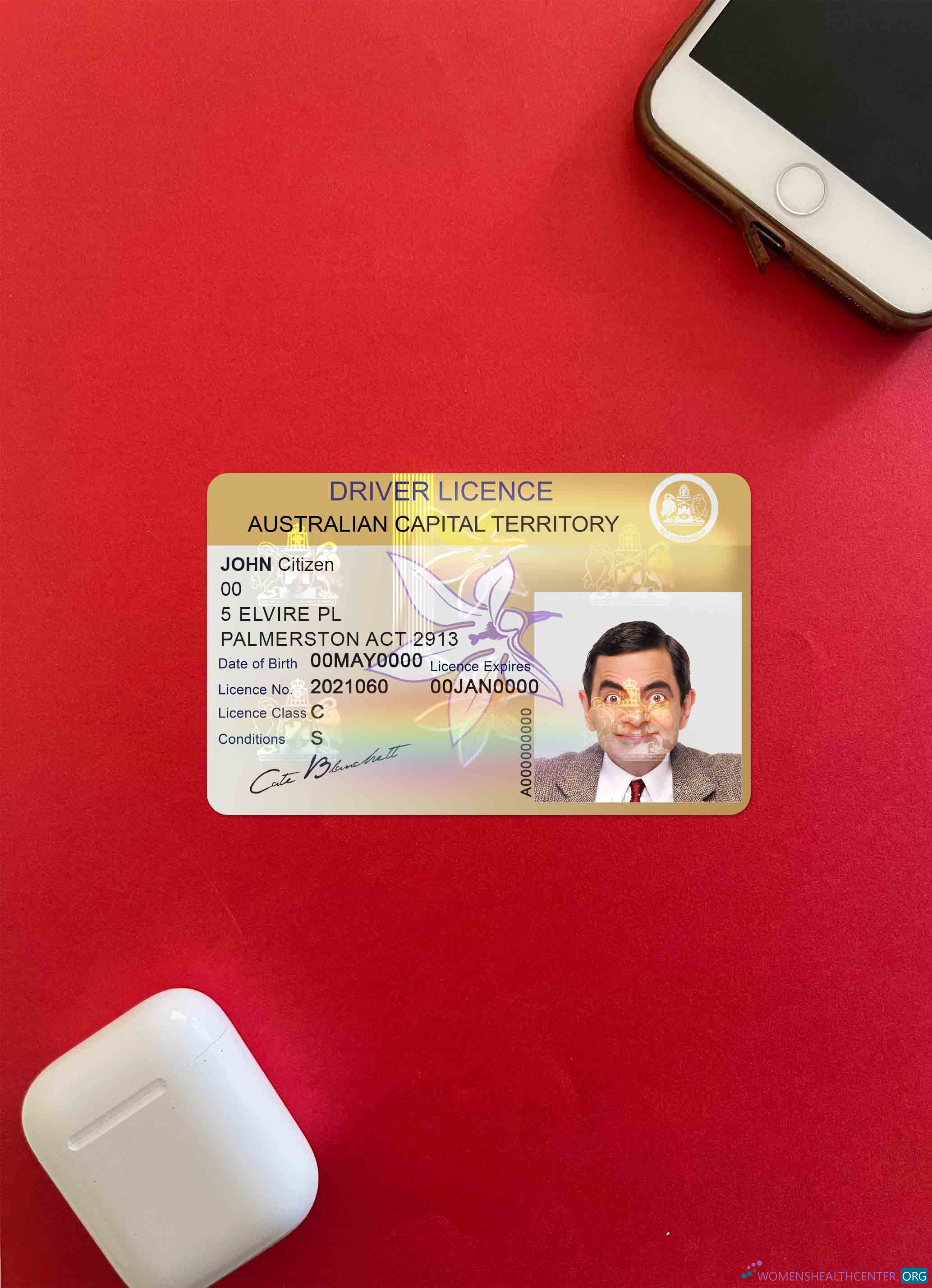 Качественный Скачать Австралия Столичный Государственный Driving License Фотоэффект Лицевая Сторона Photoshop Шаблон