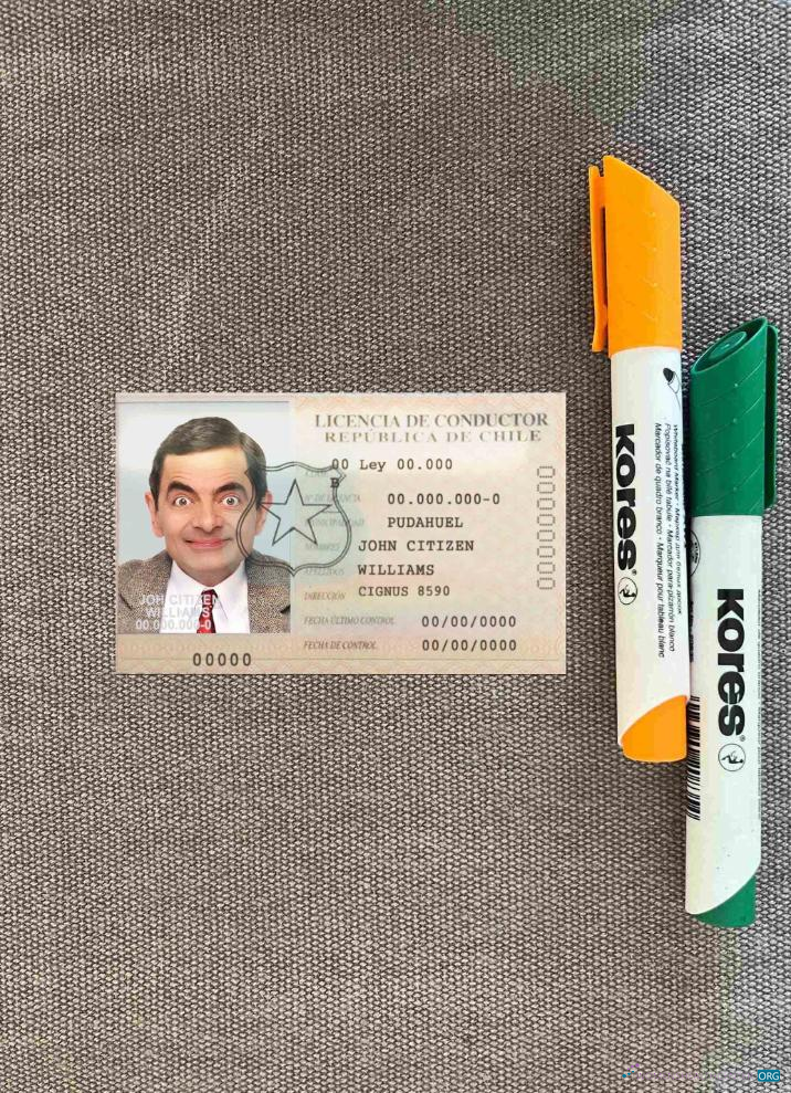 Качественный Скачать Чили Licencia de Conductor Фотоэффект Лицевая Сторона Photoshop Шаблон