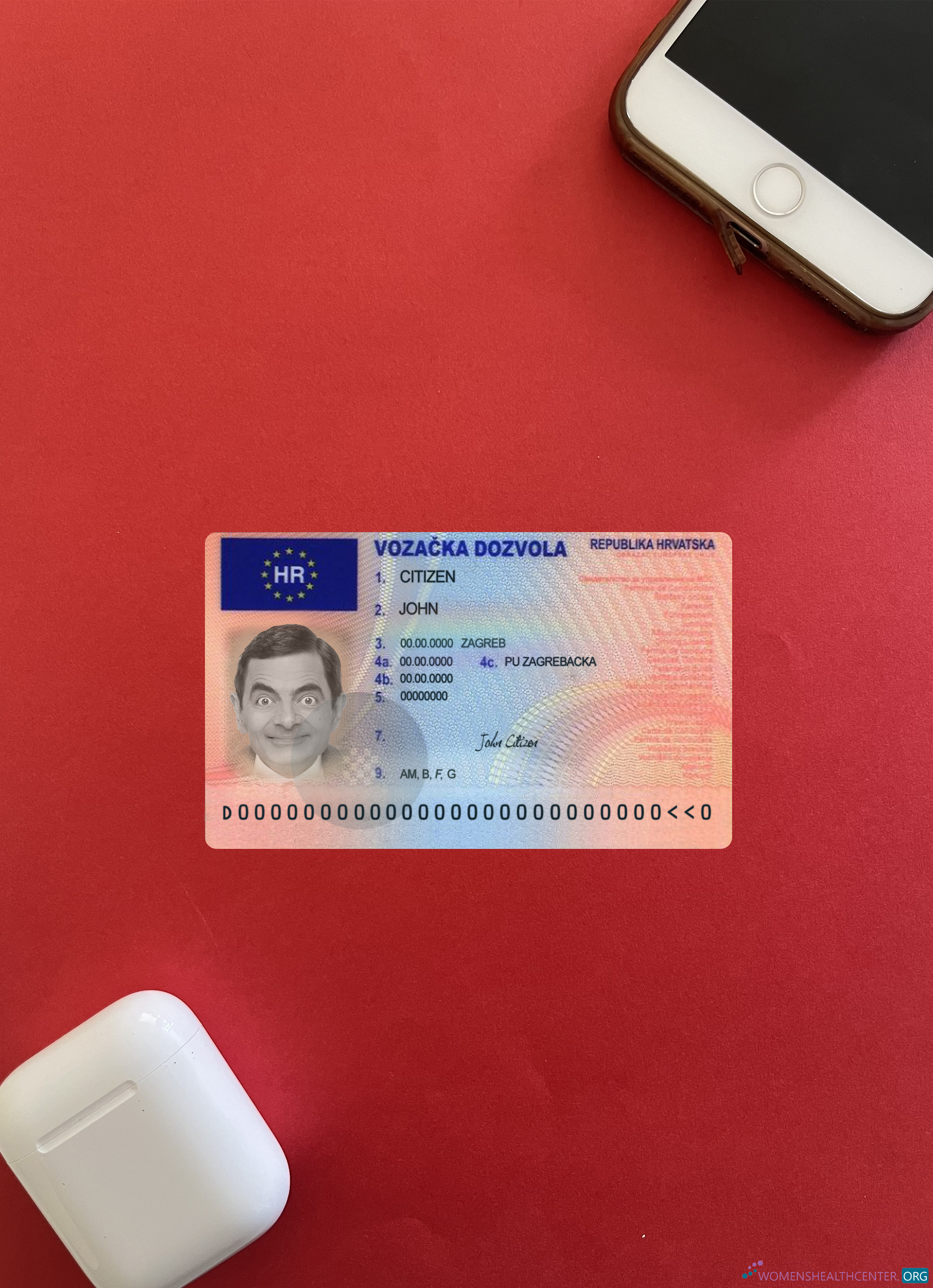 Качественный Скачать Хорватия Driving License Версия 2 Фотоэффект Лицевая Сторона Photoshop Шаблон
