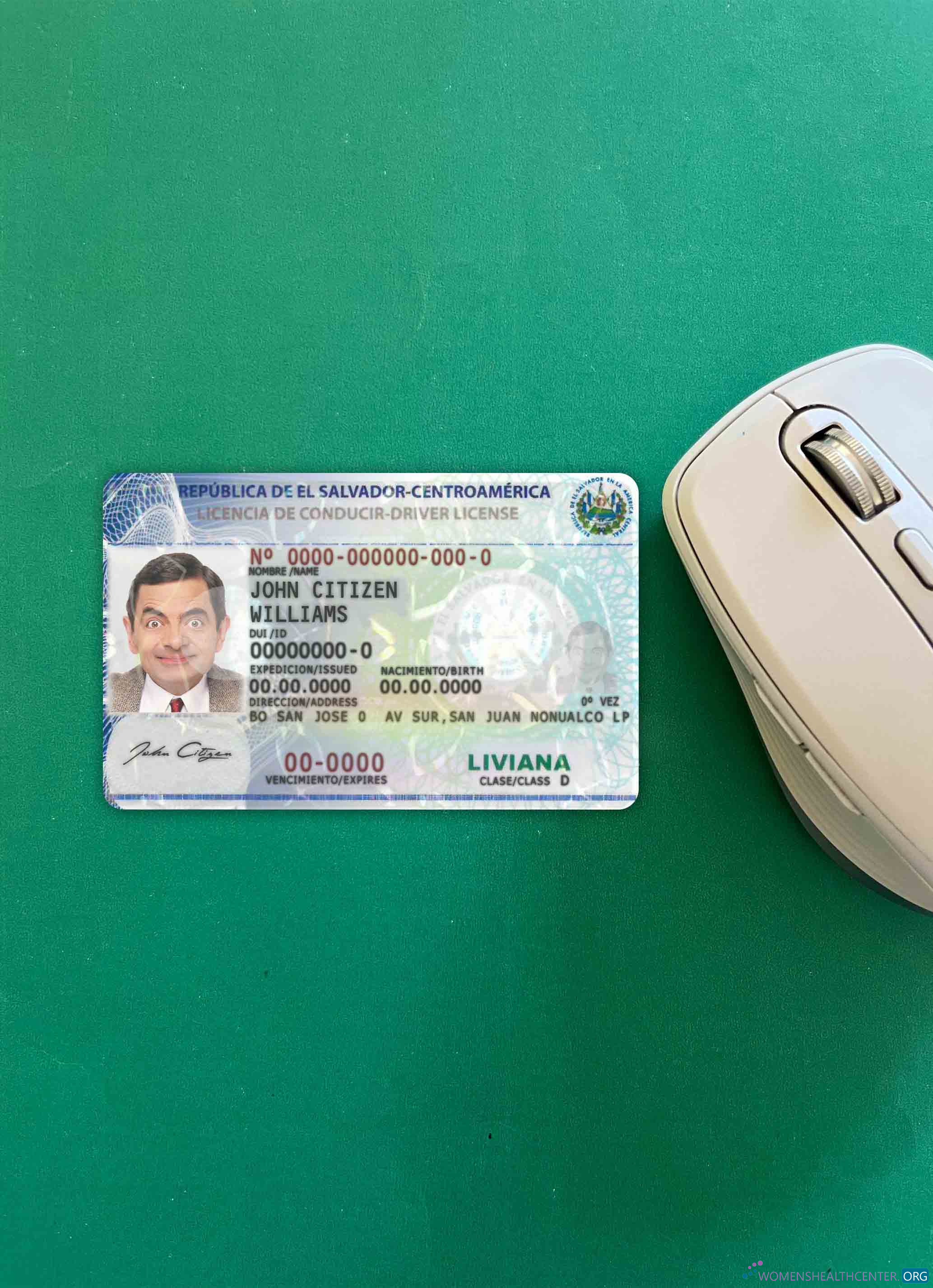 Профессиональный Скачать Сальвадор Driving License Фотоэффект Лицевая Сторона Photoshop Шаблон