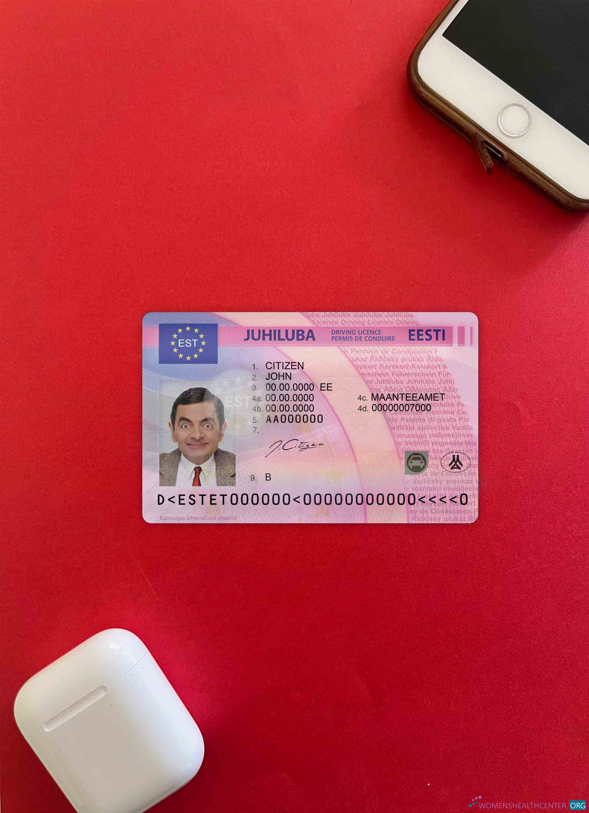Премиум Скачать Эстония Driving License Фотоэффект Лицевая Сторона Photoshop Шаблон