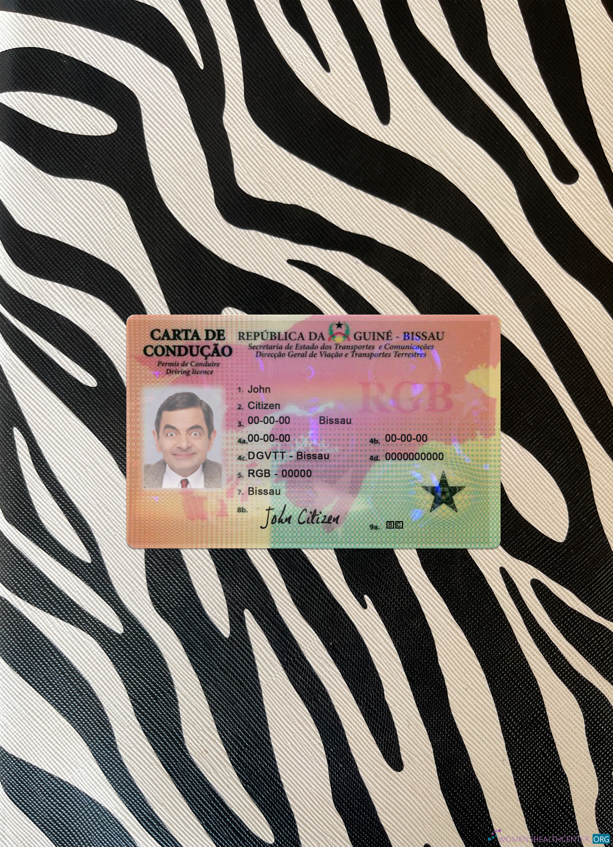 Качественный Скачать Guine Bissau Driving License Фотоэффект Лицевая Сторона Photoshop Шаблон