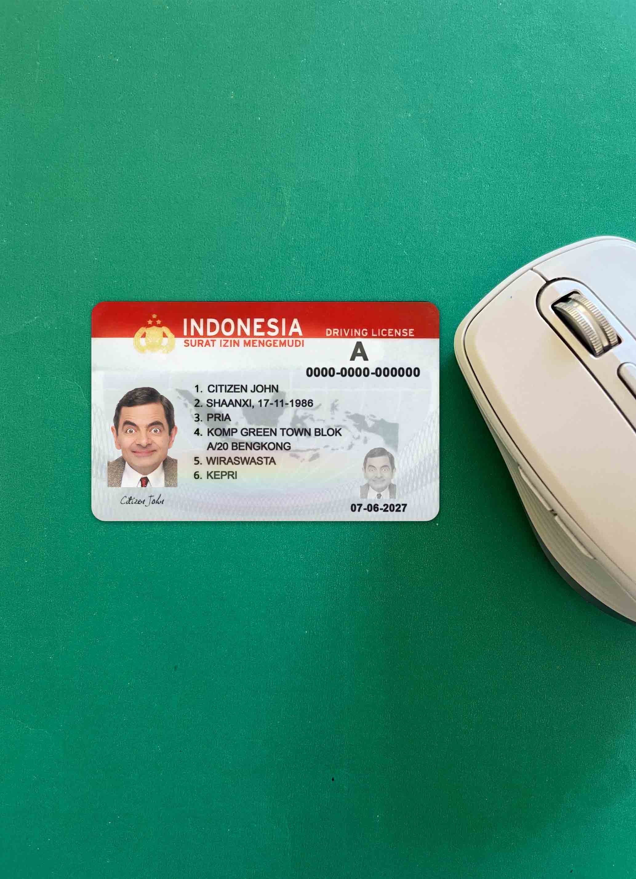 Профессиональный Скачать Индонезия Driving License (2019 – Настоящее Время) Фотоэффект Лицевая Сторона Photoshop Шаблон