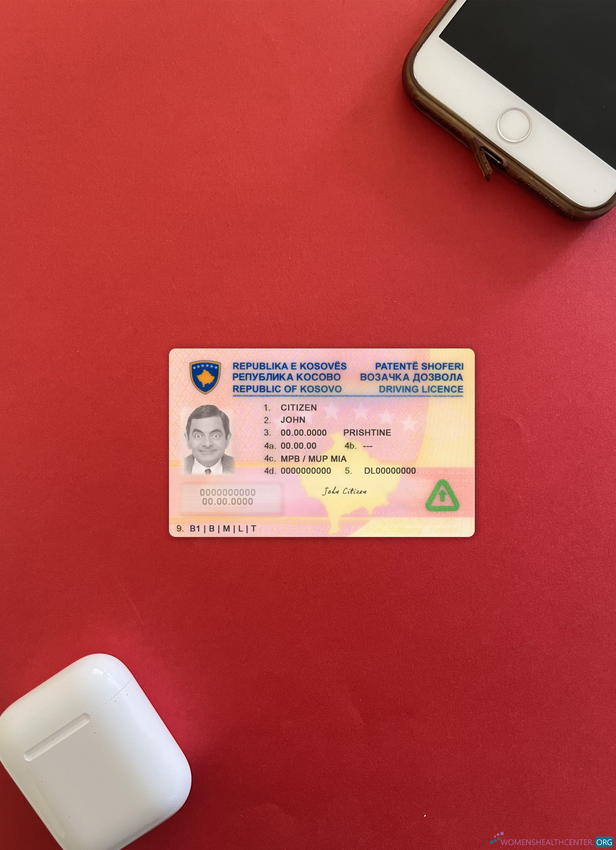 Профессиональный Скачать Косово Driving License Фотоэффект Лицевая Сторона Photoshop Шаблон