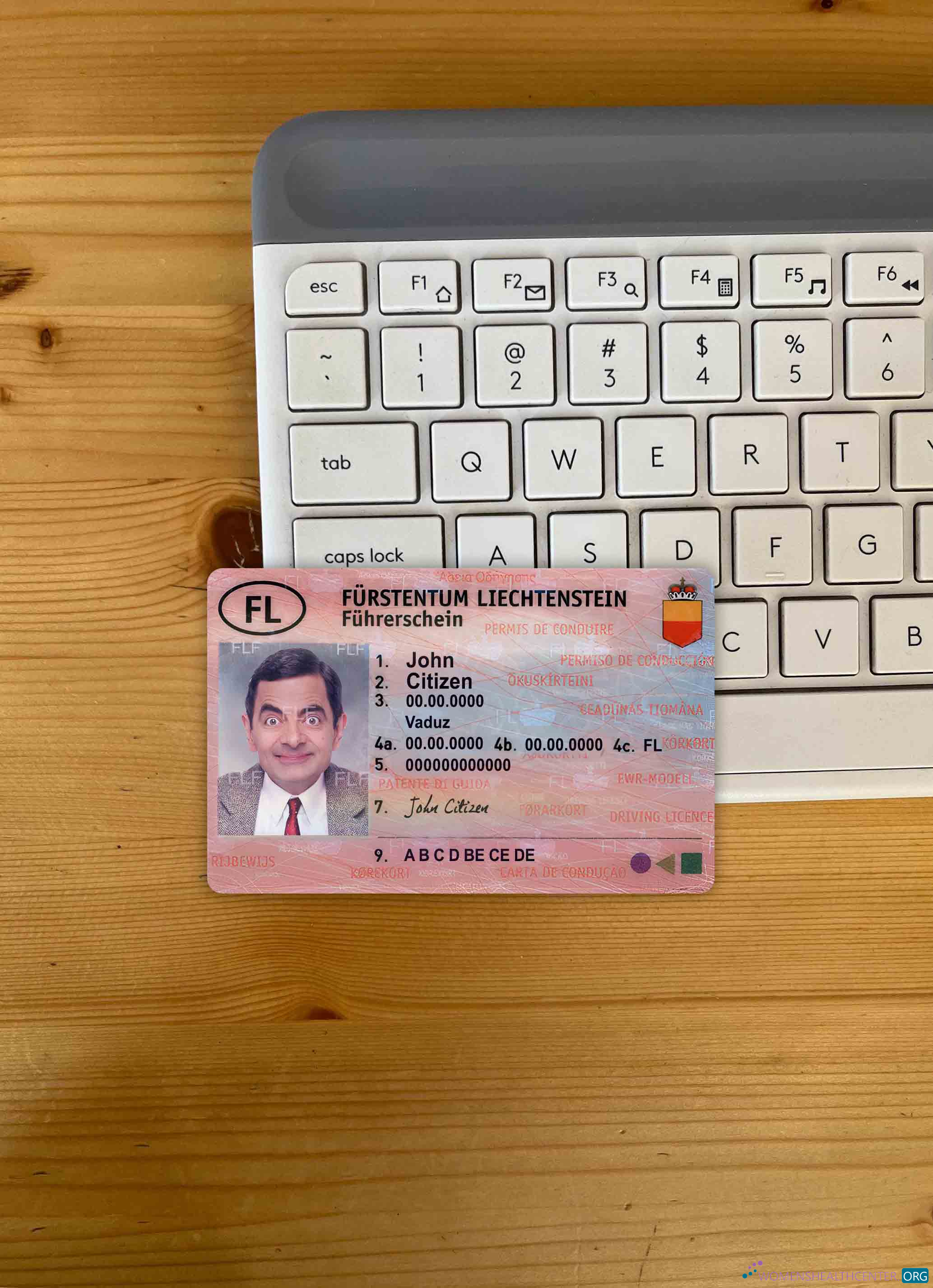 Реалистичный Скачать Лихтенштейн Driving License Фотоэффект Лицевая Сторона Photoshop Шаблон
