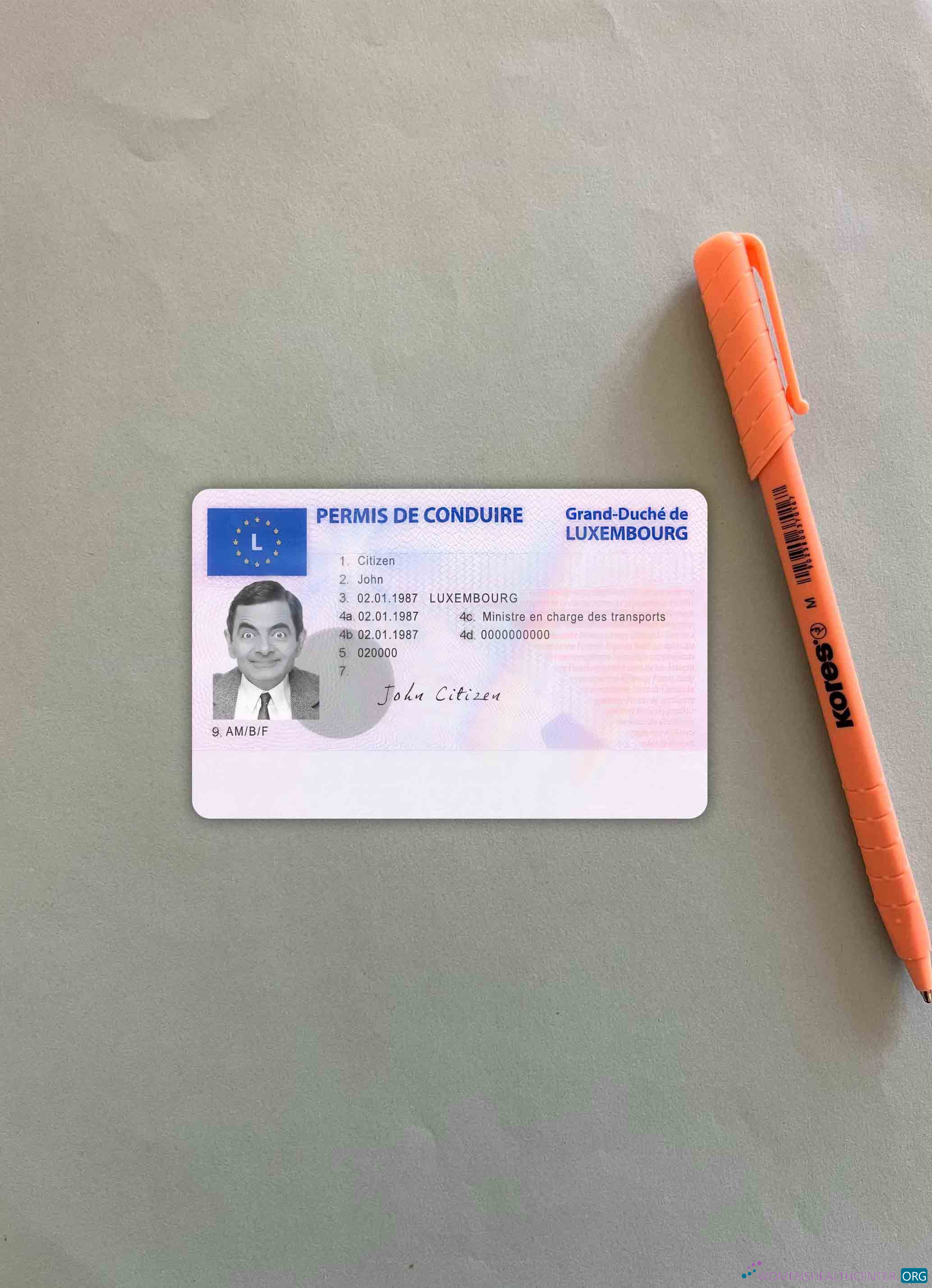 Редактируемый Скачать Люксембург Driving License Фотоэффект Лицевая Сторона Photoshop Шаблон