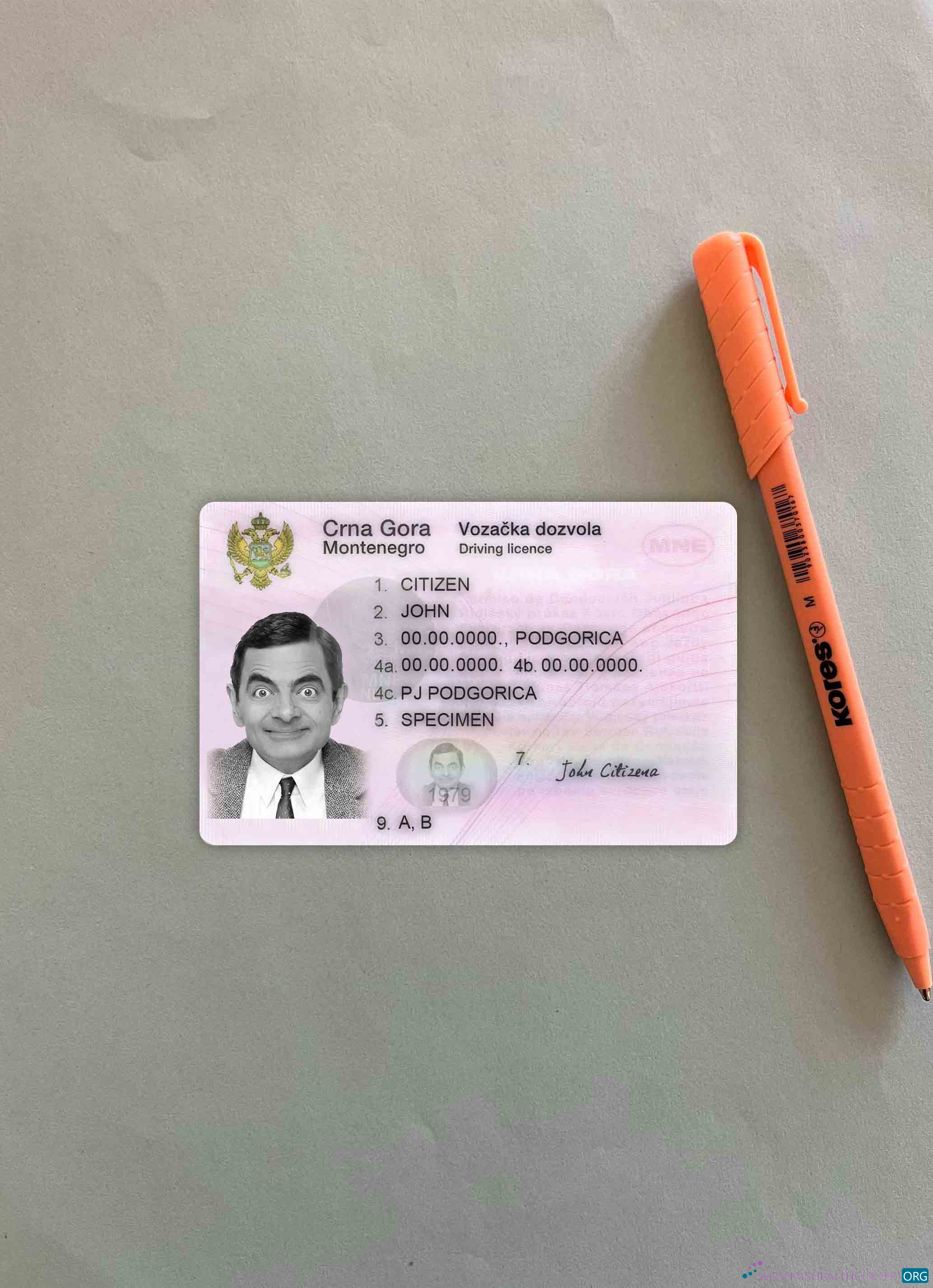 Премиум Скачать Черногория Driving License Фотоэффект Лицевая Сторона Photoshop Шаблон