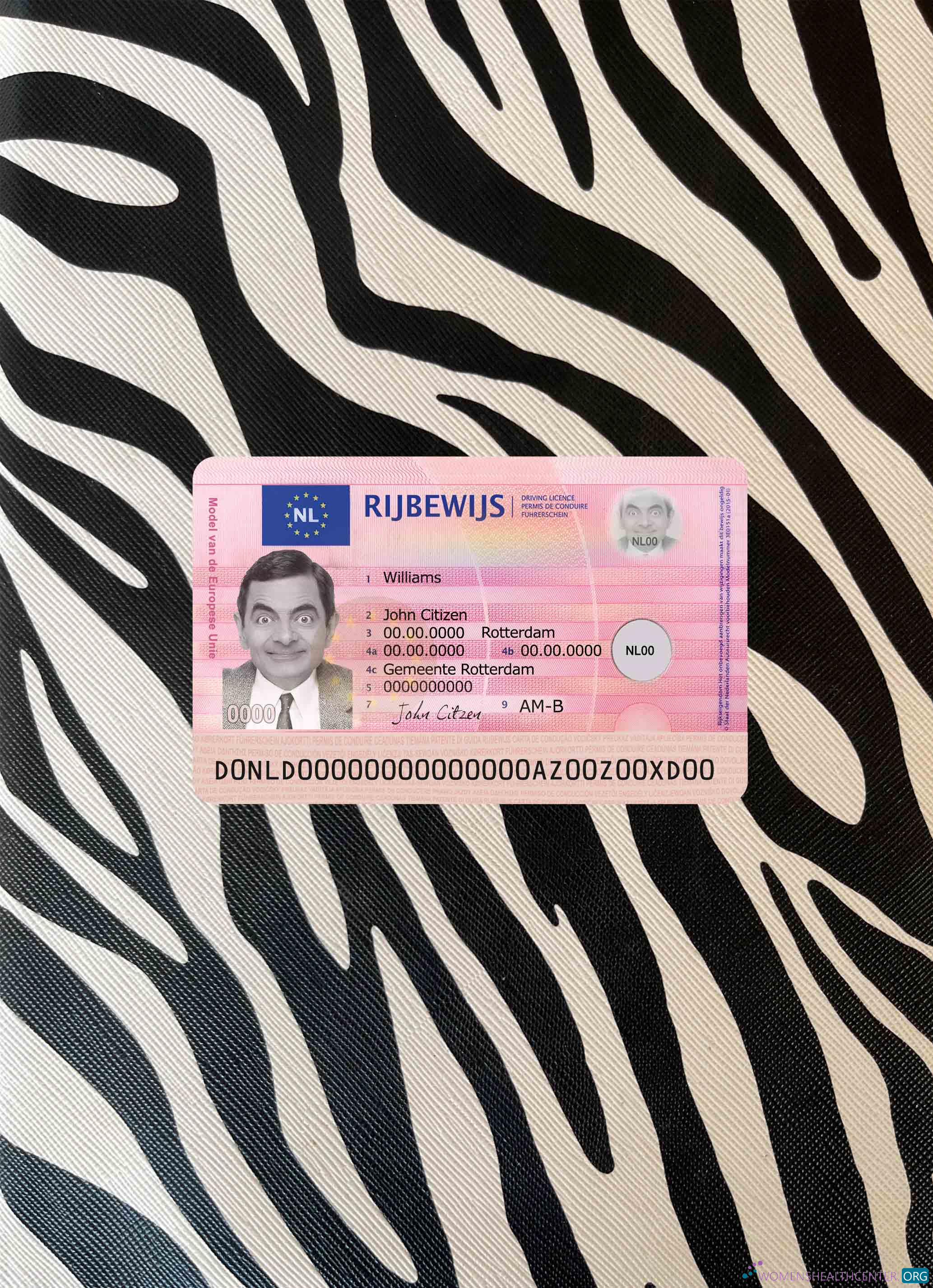 Редактируемый Скачать Netherland Новый Driving License Фотоэффект Лицевая Сторона Photoshop Шаблон