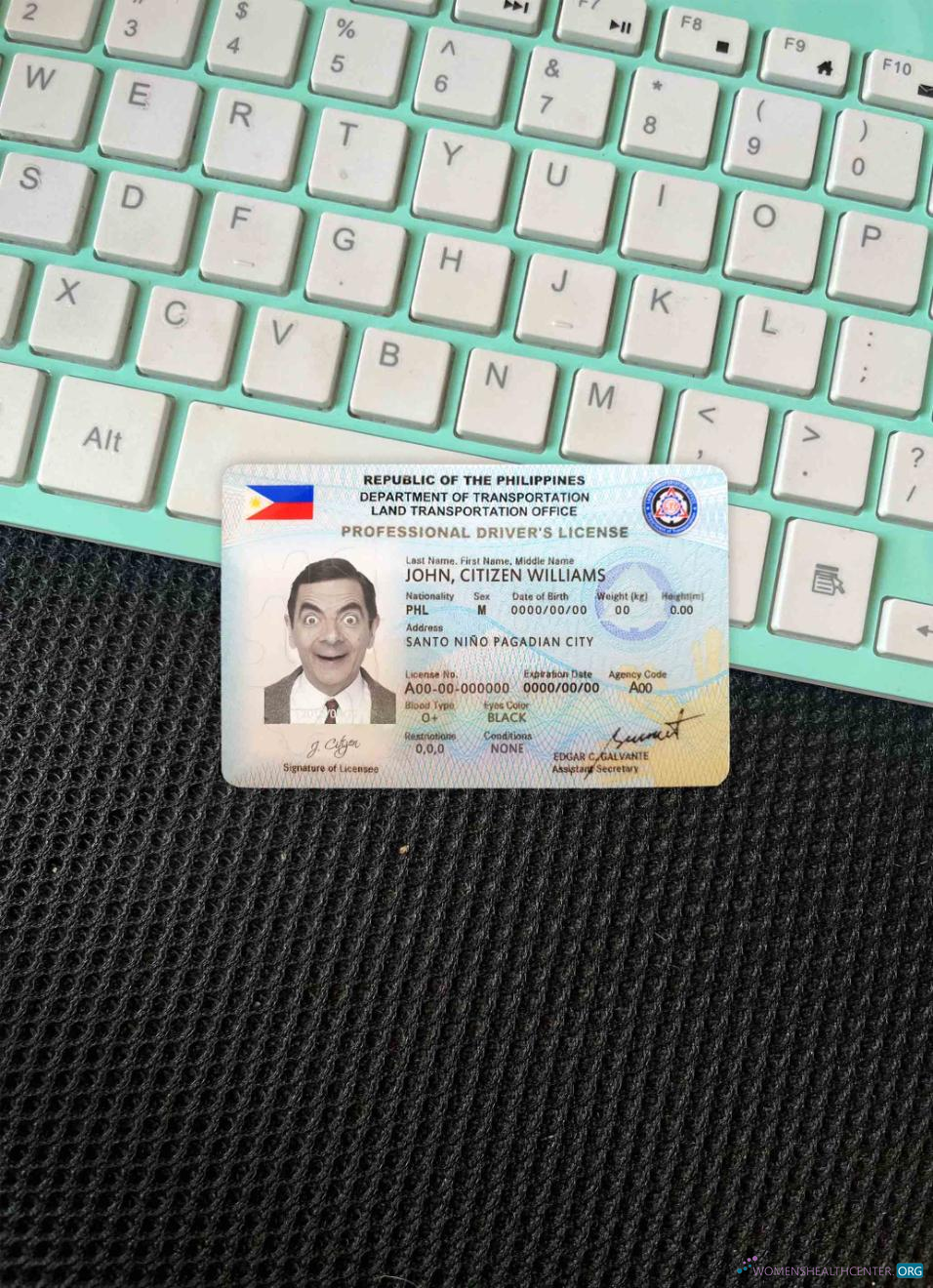 Редактируемый Скачать Филиппины Driving License Фотоэффект Лицевая Сторона Photoshop Шаблон