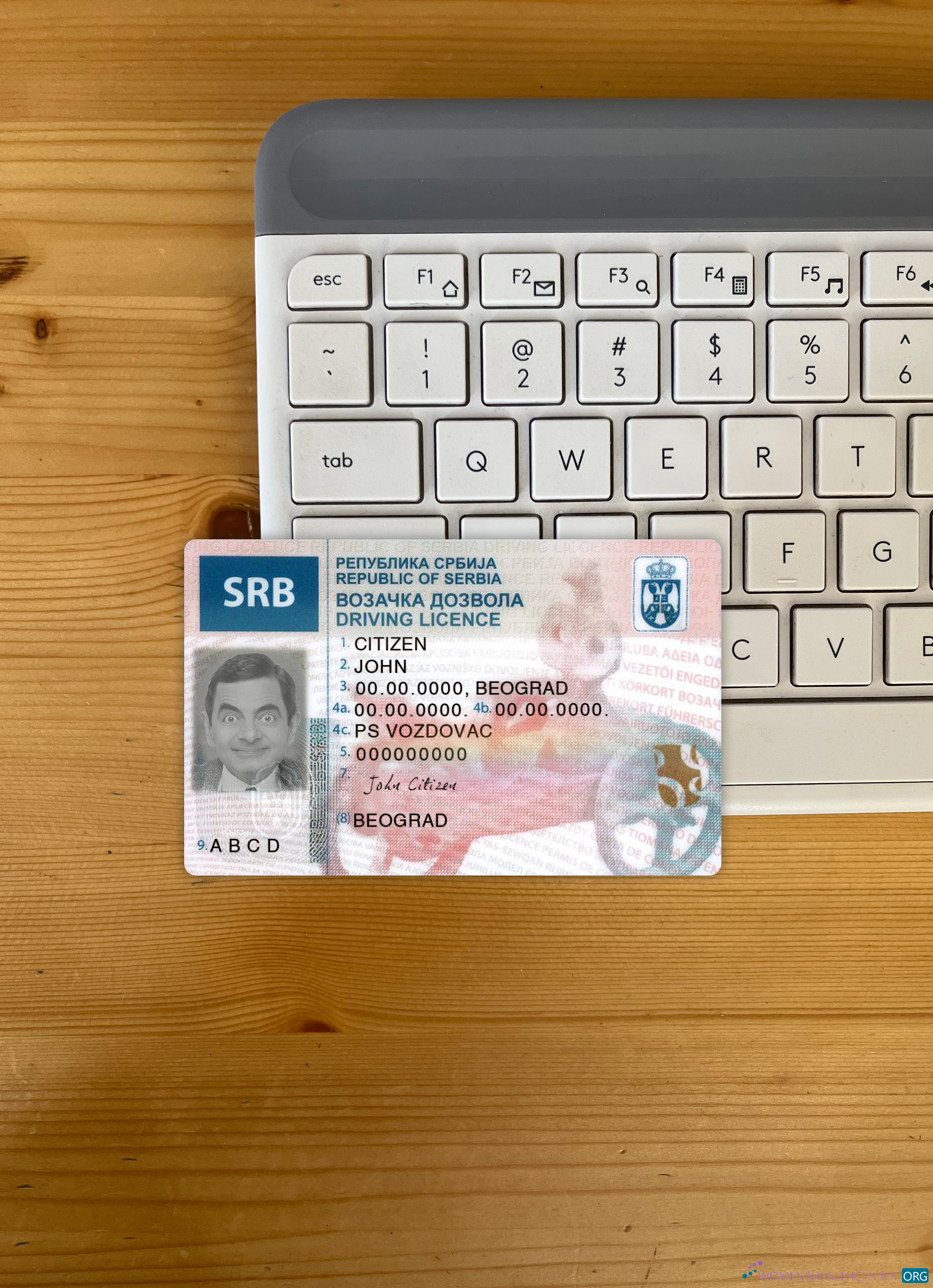 Реалистичный Скачать Сербия Driving License Фотоэффект Лицевая Сторона Photoshop Шаблон