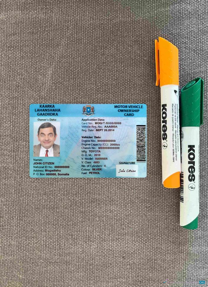 Качественный Скачать Сомали Driving License Фотоэффект Лицевая Сторона Photoshop Шаблон