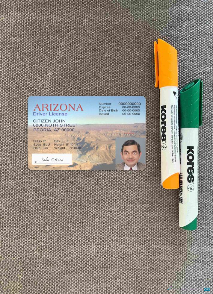 Премиум Скачать USA Arizona Driving License Версия 2 Фотоэффект Лицевая Сторона Photoshop Шаблон