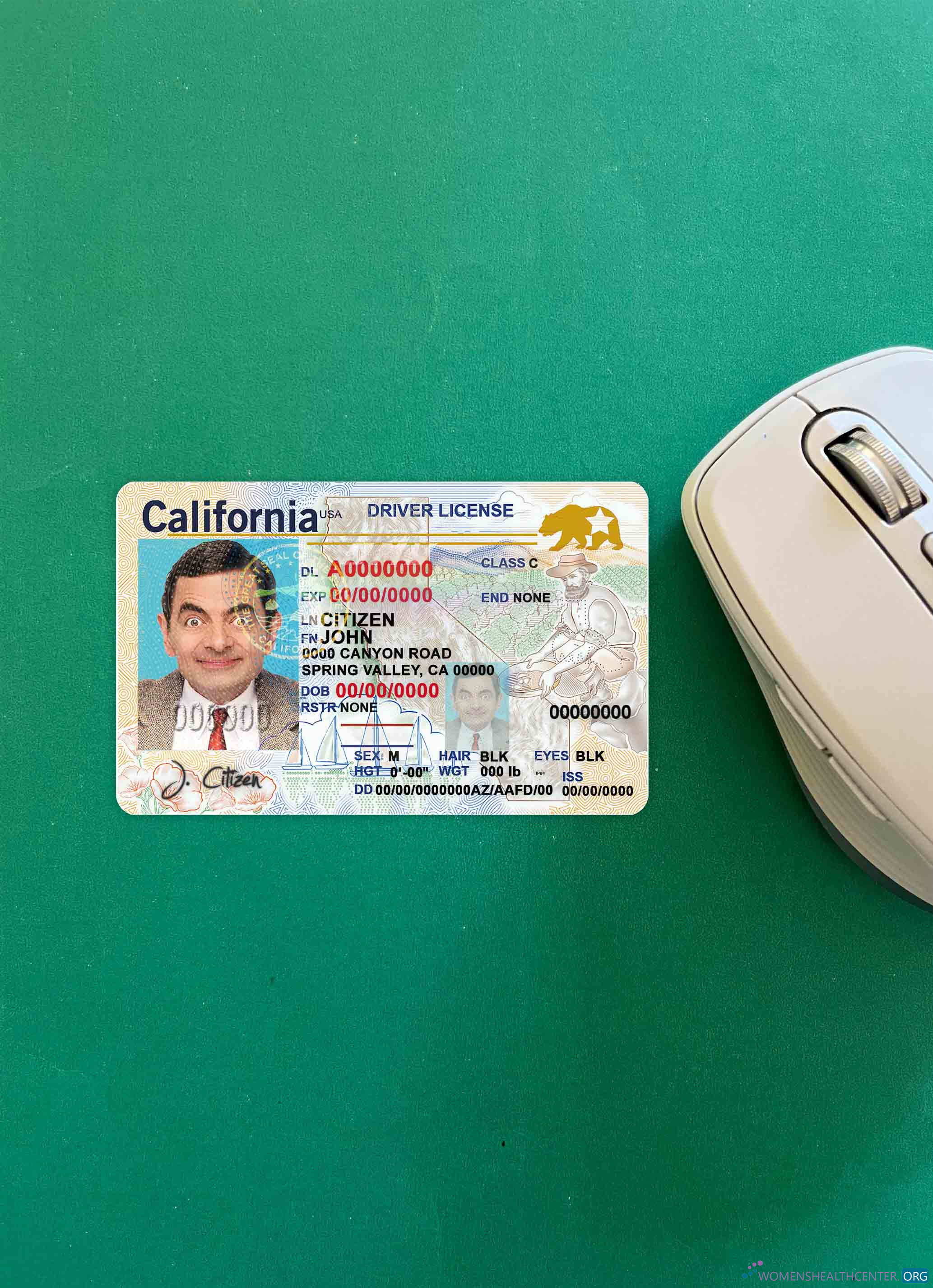 Профессиональный Скачать USA California DL (2018, Января – Настоящее Время) Фотоэффект Лицевая Сторона Photoshop Шаблон