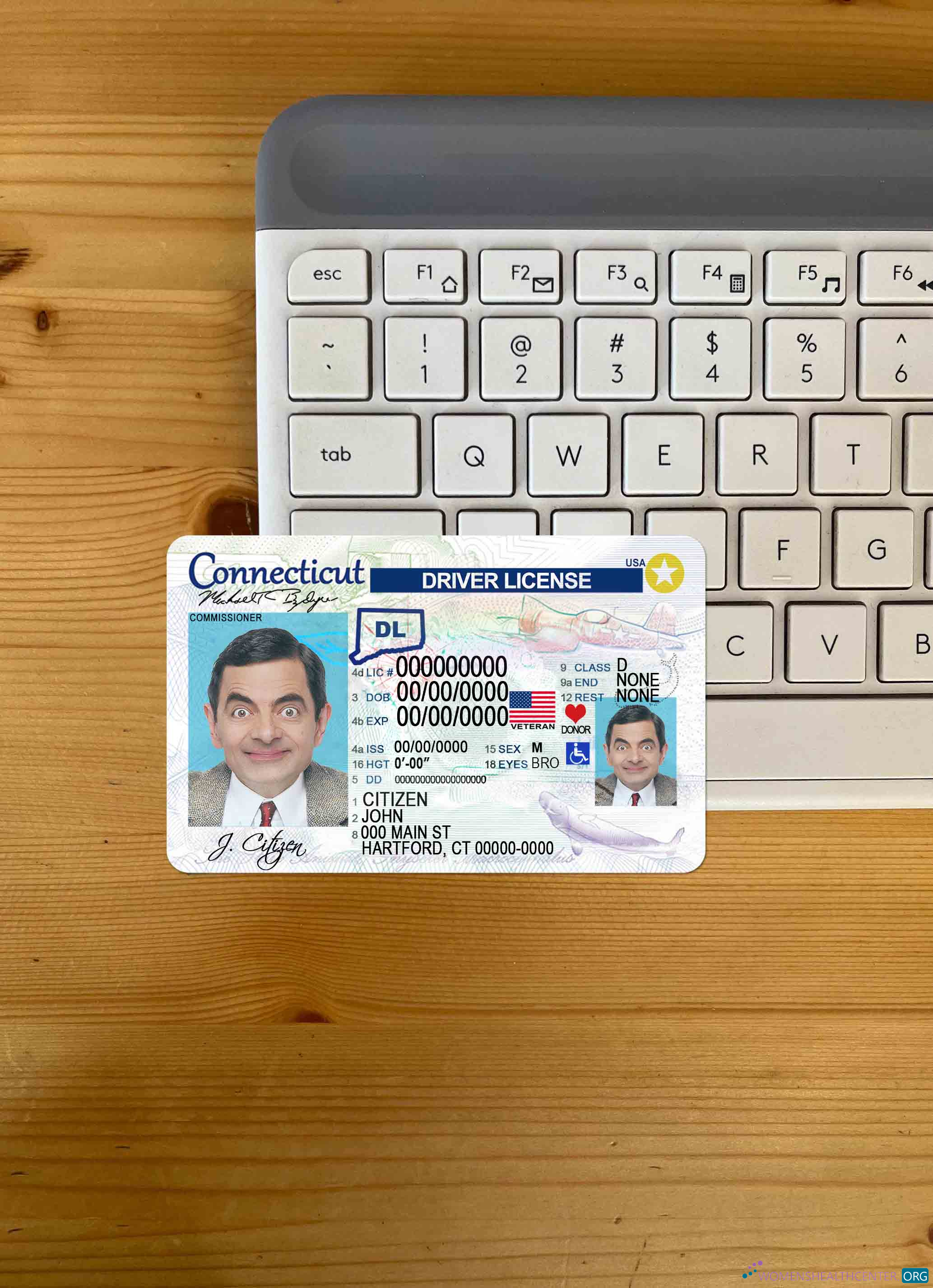 Профессиональный Скачать USA Connecticut DL Фотоэффект Лицевая Сторона Photoshop Шаблон