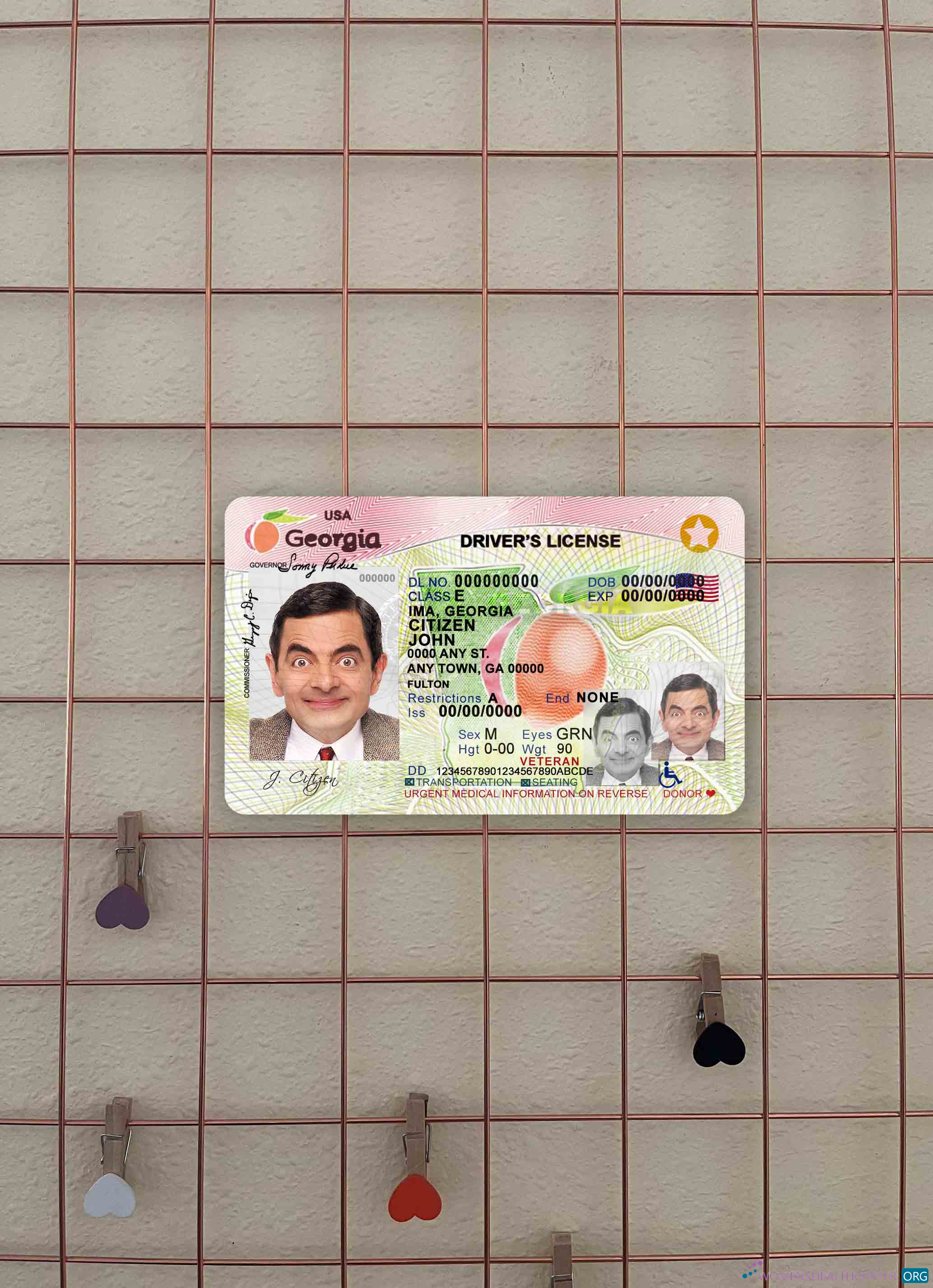 Профессиональный Скачать USA Грузия Driving License (2017 2019) Фотоэффект Лицевая Сторона Photoshop Шаблон