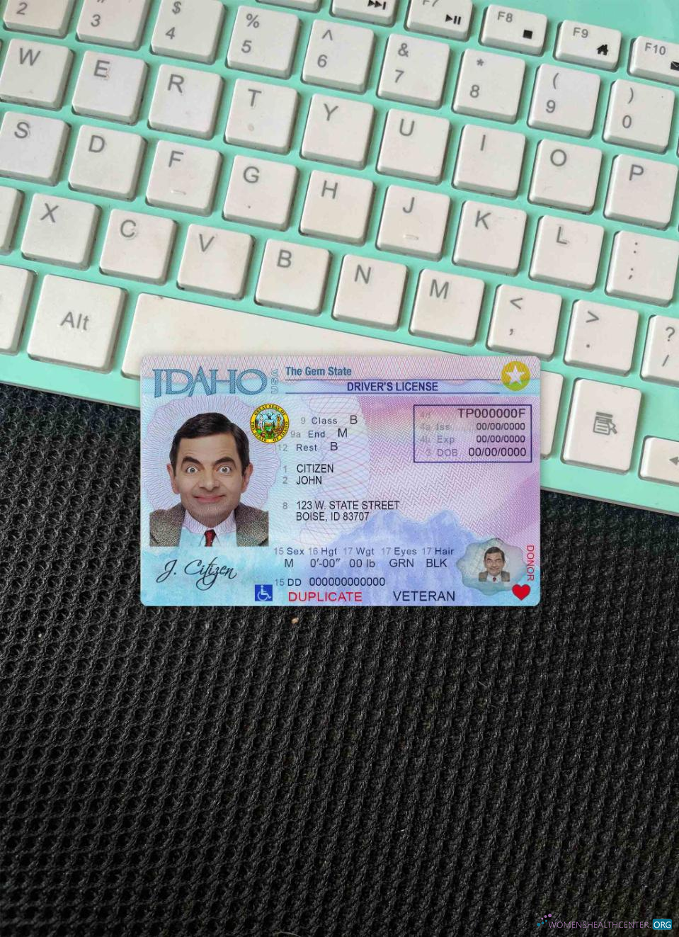 Реалистичный Скачать USA Idaho DL Фотоэффект Лицевая Сторона Photoshop Шаблон