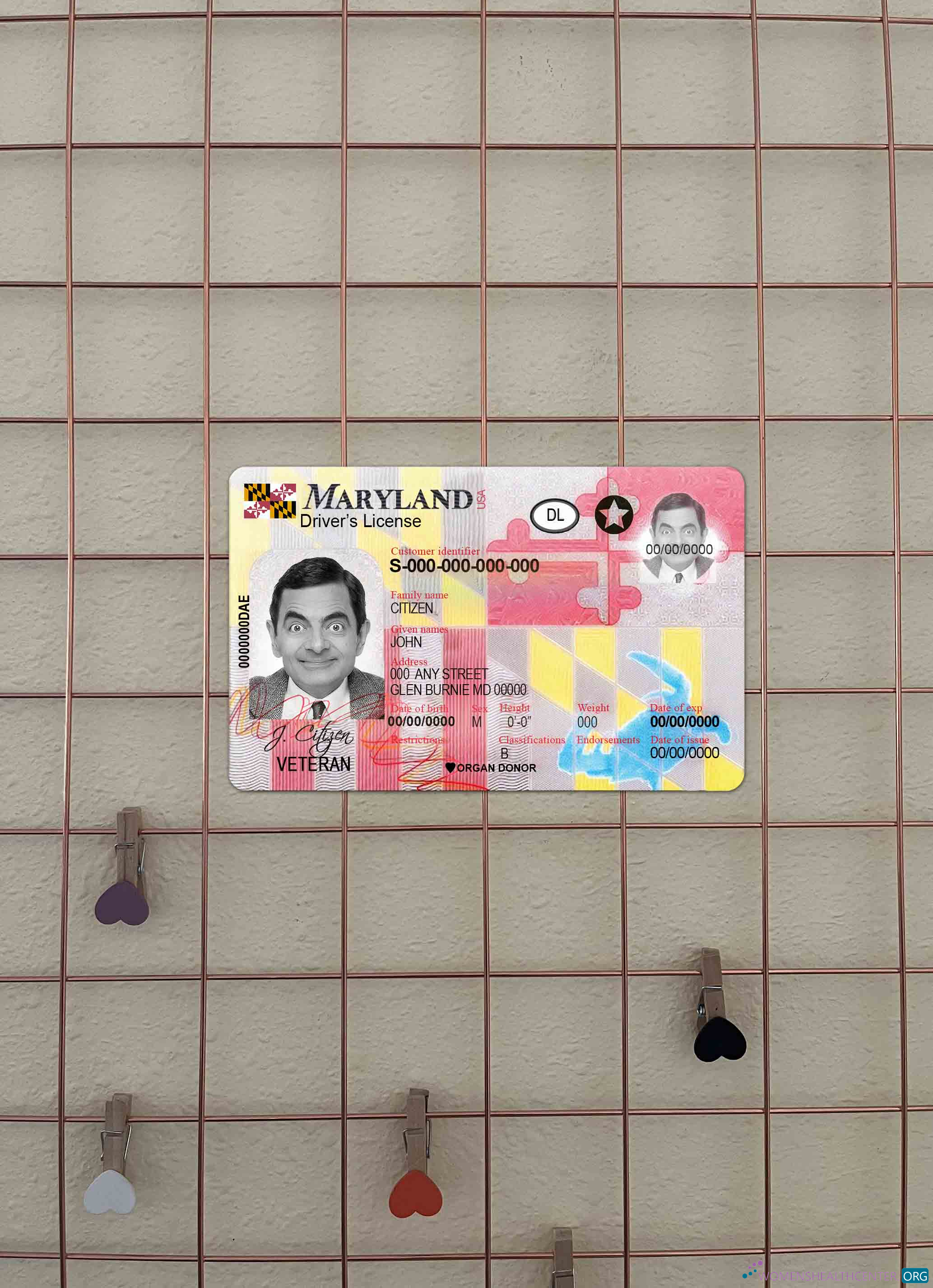 Редактируемый Скачать USA Maryland DL 2016 Настоящее Время Фотоэффект Лицевая Сторона Photoshop Шаблон