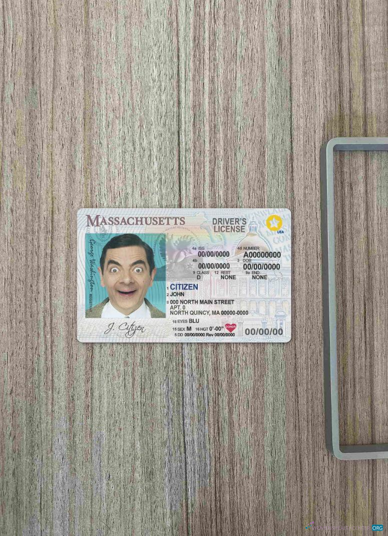 Редактируемый Скачать USA Massachusetts DL Фотоэффект Лицевая Сторона Photoshop Шаблон
