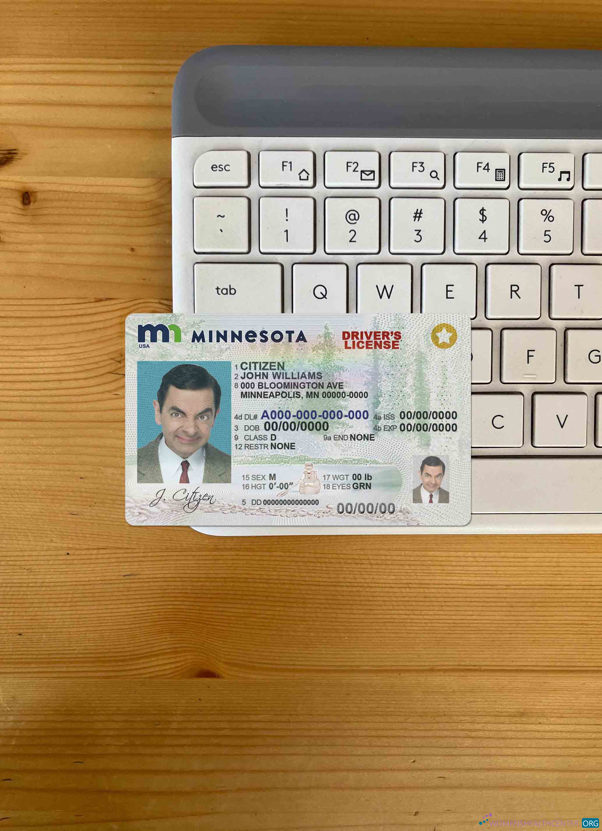 Профессиональный Скачать USA Minnesota DL Фотоэффект Лицевая Сторона Photoshop Шаблон