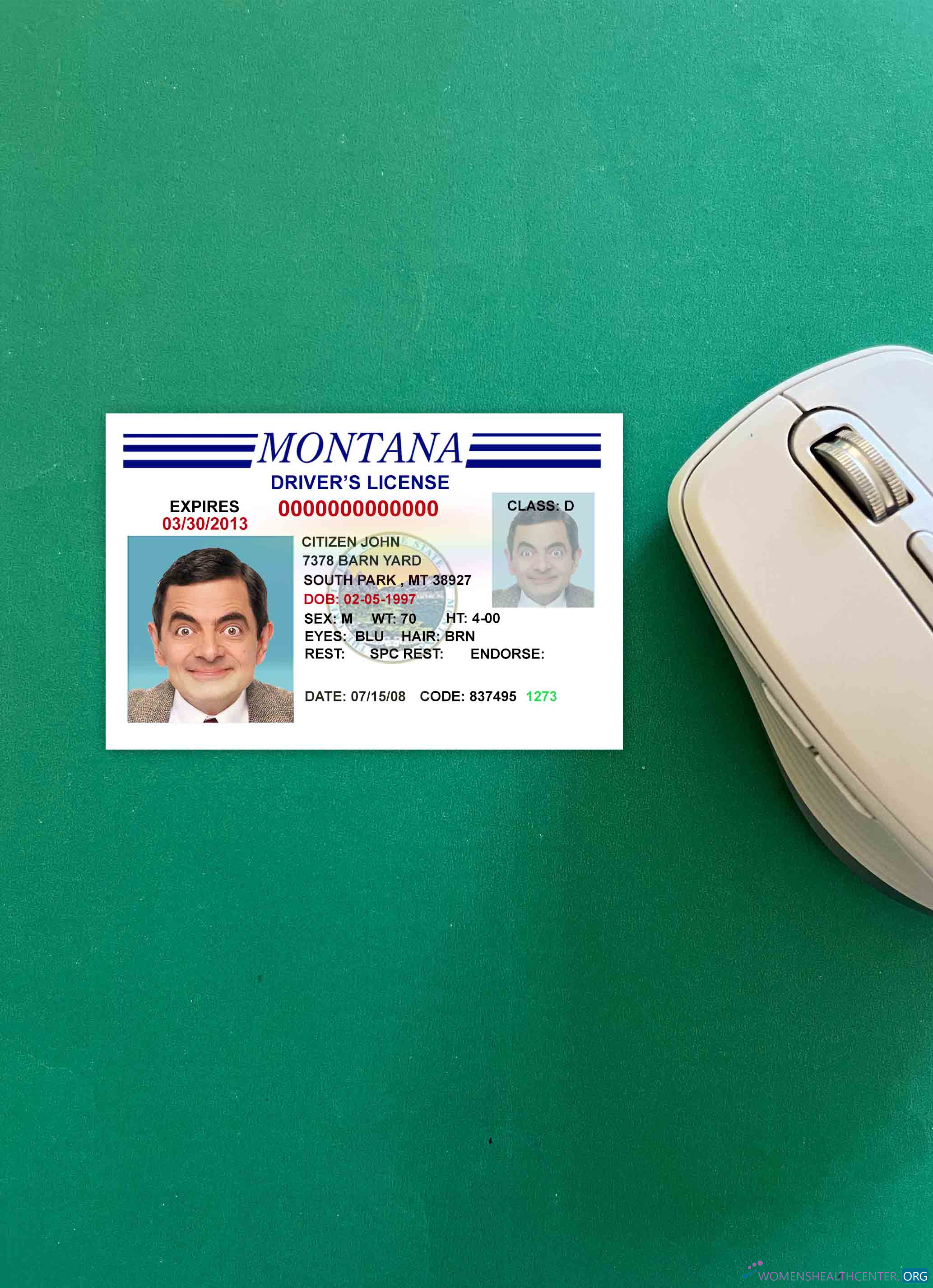 Профессиональный Скачать USA Montana Driving License Версия 3 Фотоэффект Лицевая Сторона Photoshop Шаблон