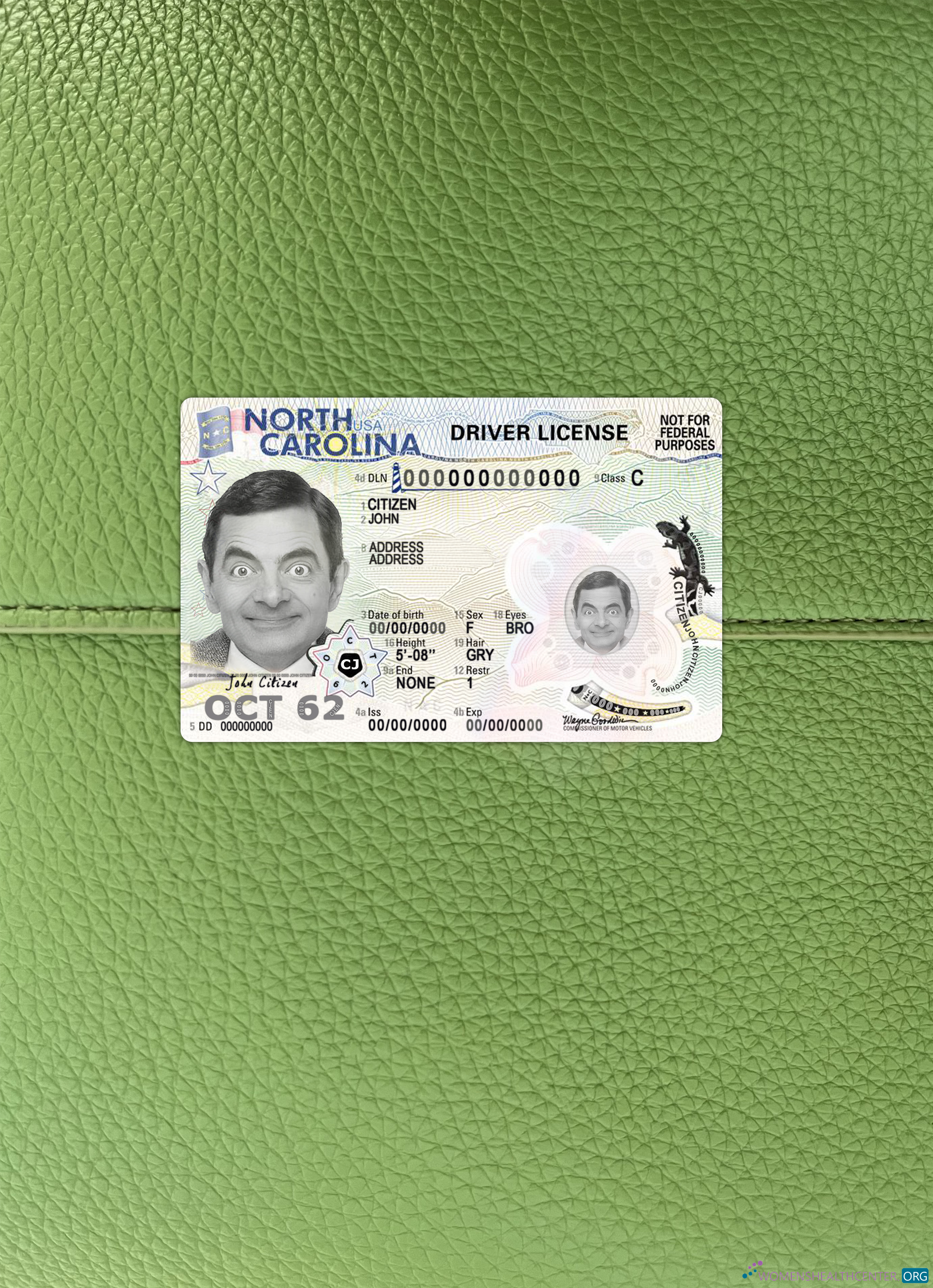Качественный Скачать USA Северный Carolina Driving License 2024 Настоящее Время Фотоэффект Лицевая Сторона Photoshop Шаблон