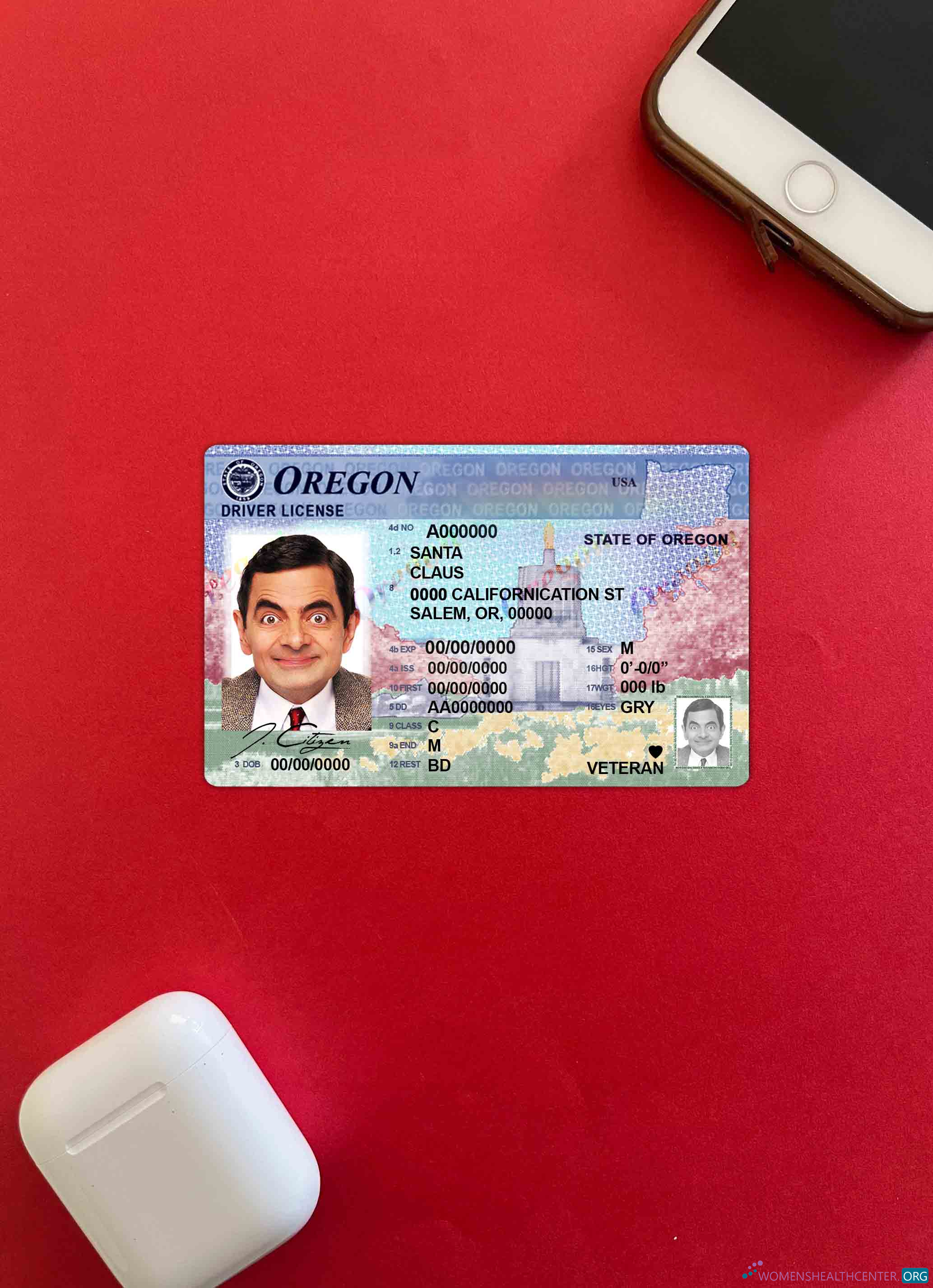 Редактируемый Скачать USA Oregon DL Фотоэффект Лицевая Сторона Photoshop Шаблон