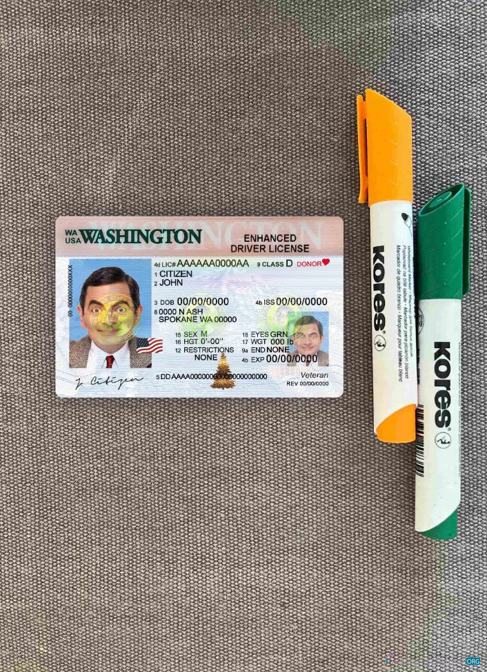 Реалистичный Скачать USA Washington DL Фотоэффект Лицевая Сторона Photoshop Шаблон