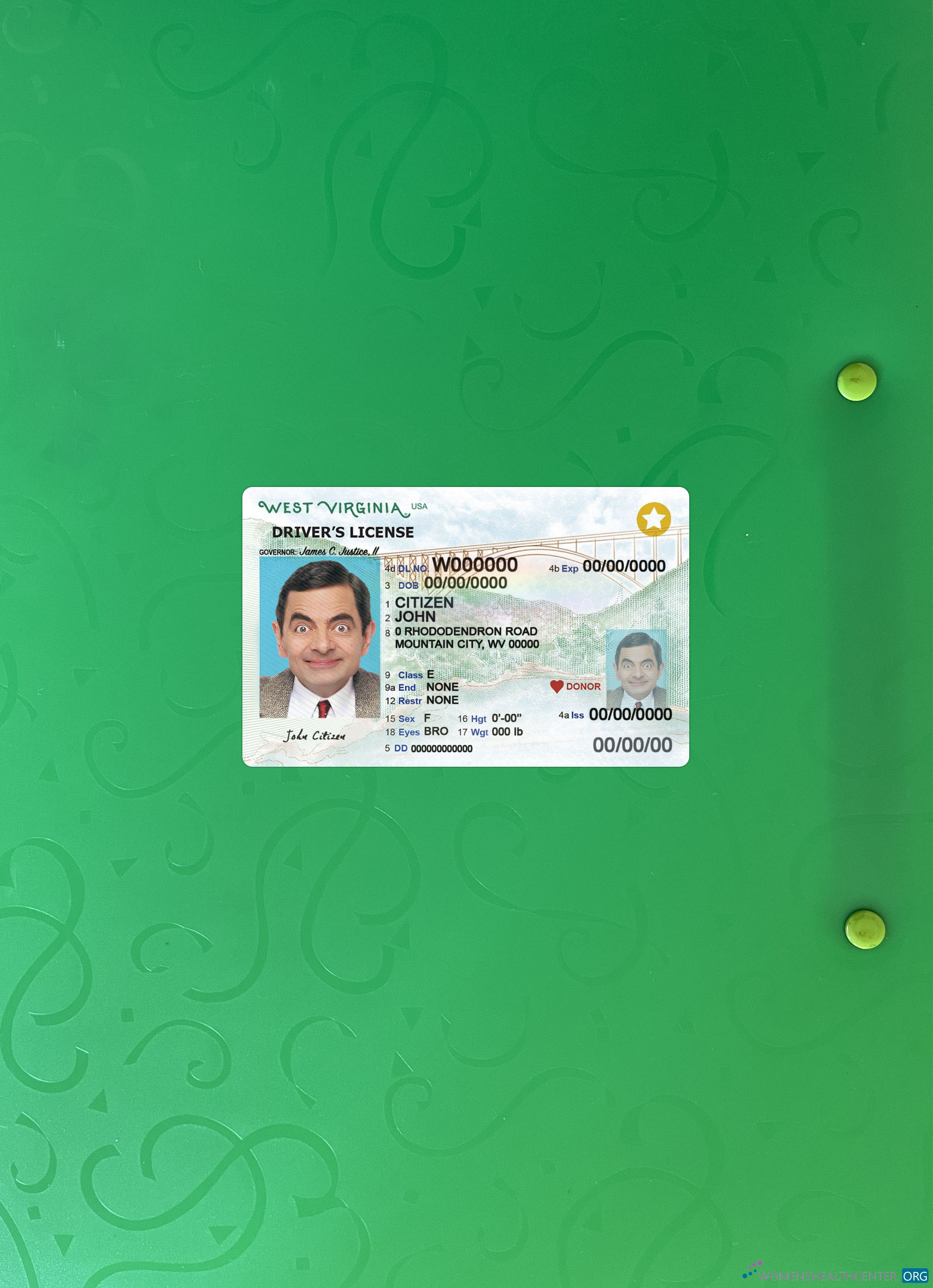 Премиум Скачать USA Западный Virginia Driving License Фотоэффект 2023 Настоящее Время Лицевая Сторона Photoshop Шаблон