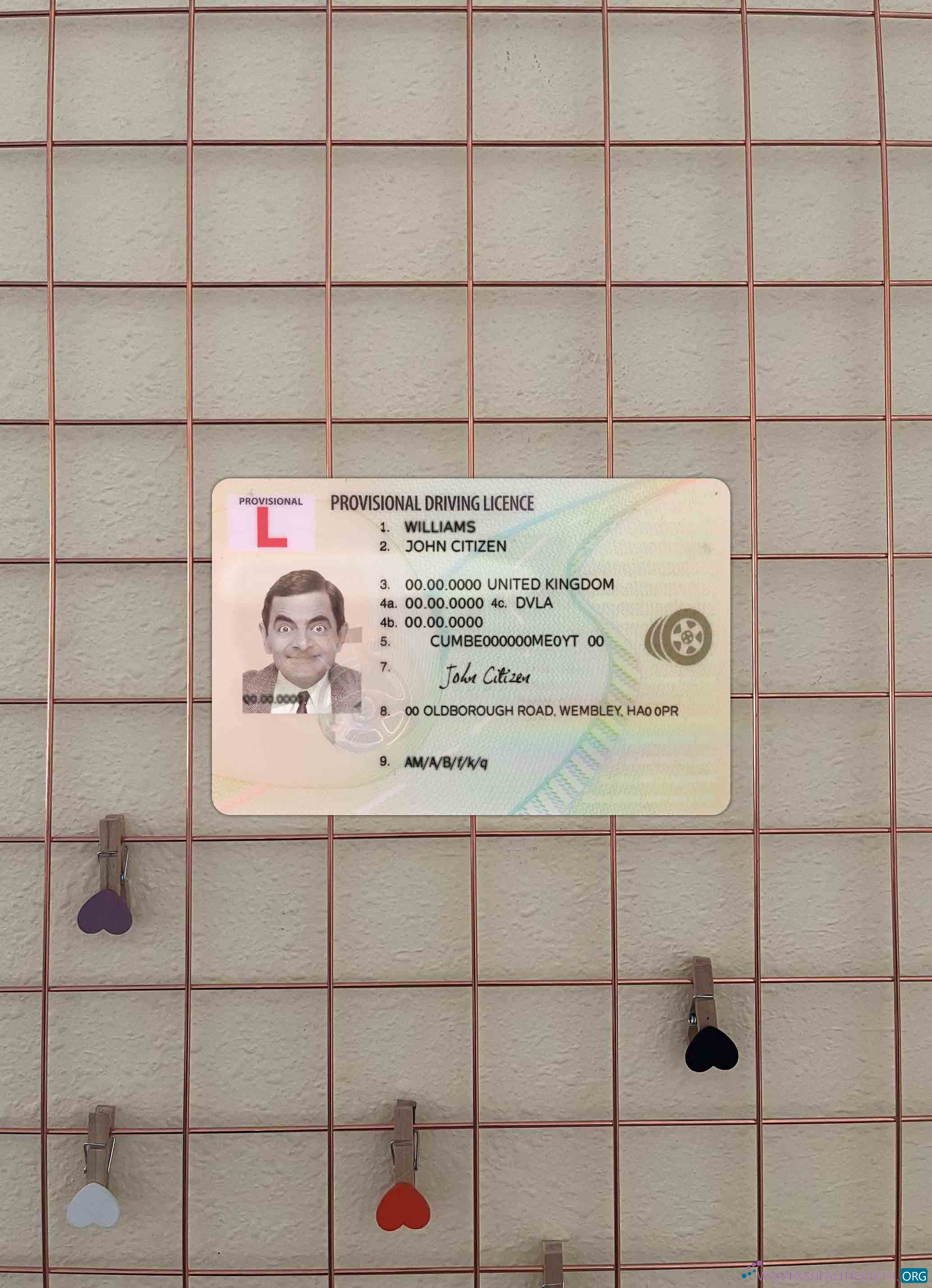 Премиум Скачать Великобритания Provisional Driving License Фотоэффект Лицевая Сторона Photoshop Шаблон