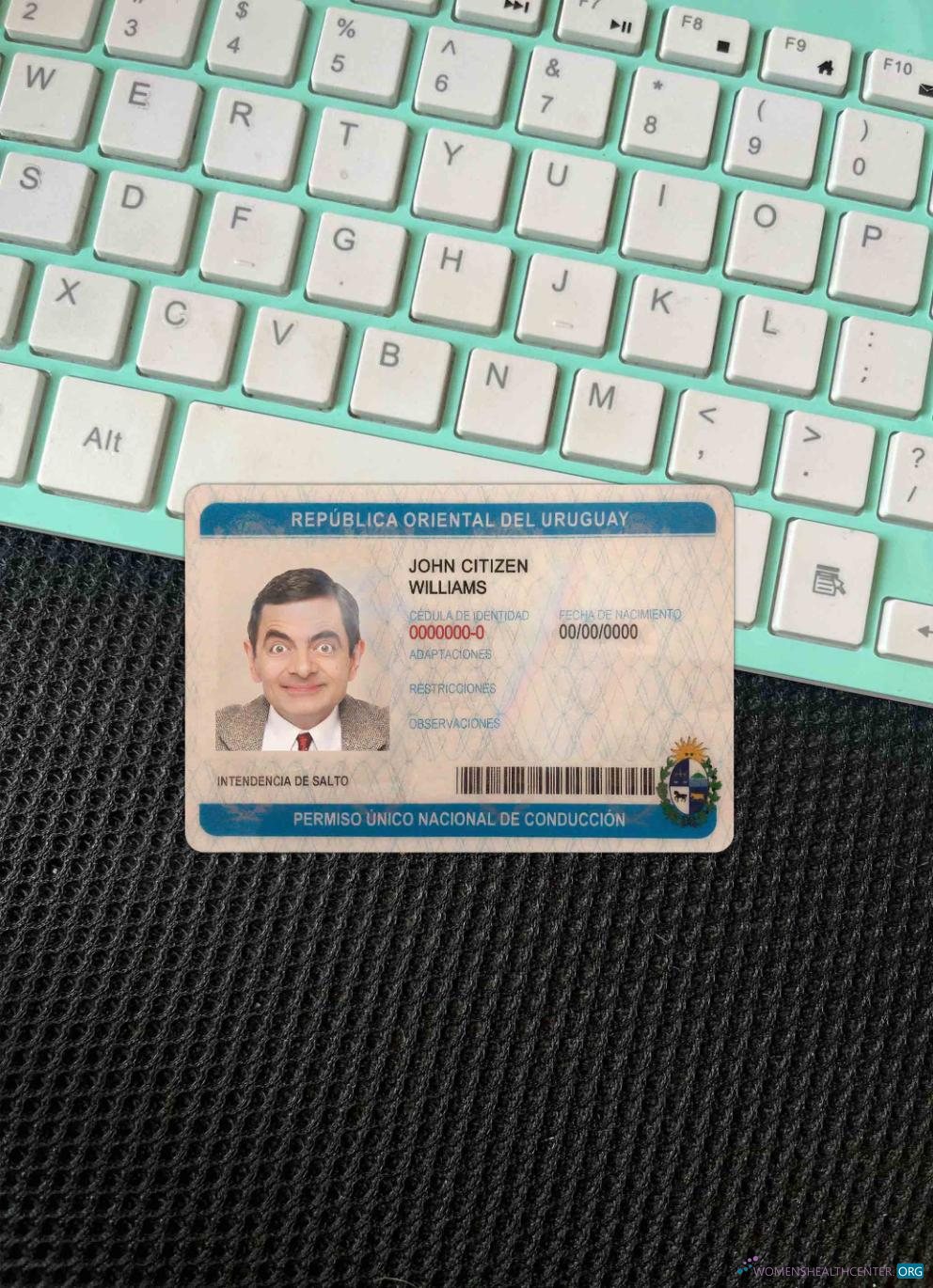 Реалистичный Скачать Уругвай Driving License Фотоэффект Лицевая Сторона Photoshop Шаблон