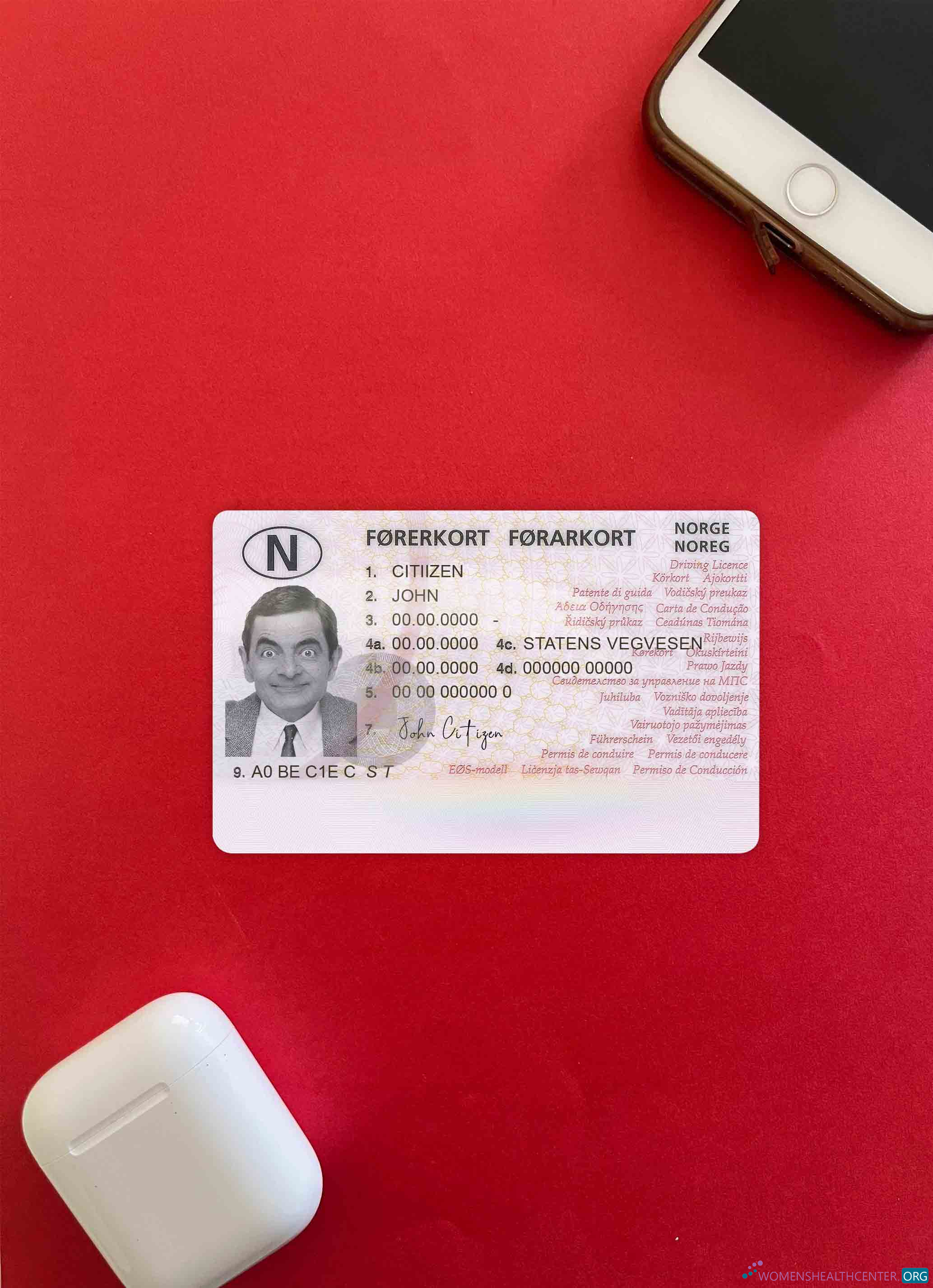 Качественный Норвегия Driving License Шаблон, Fully Editable (2013 – Настоящее Время) Фотоэффект Лицевая Сторона