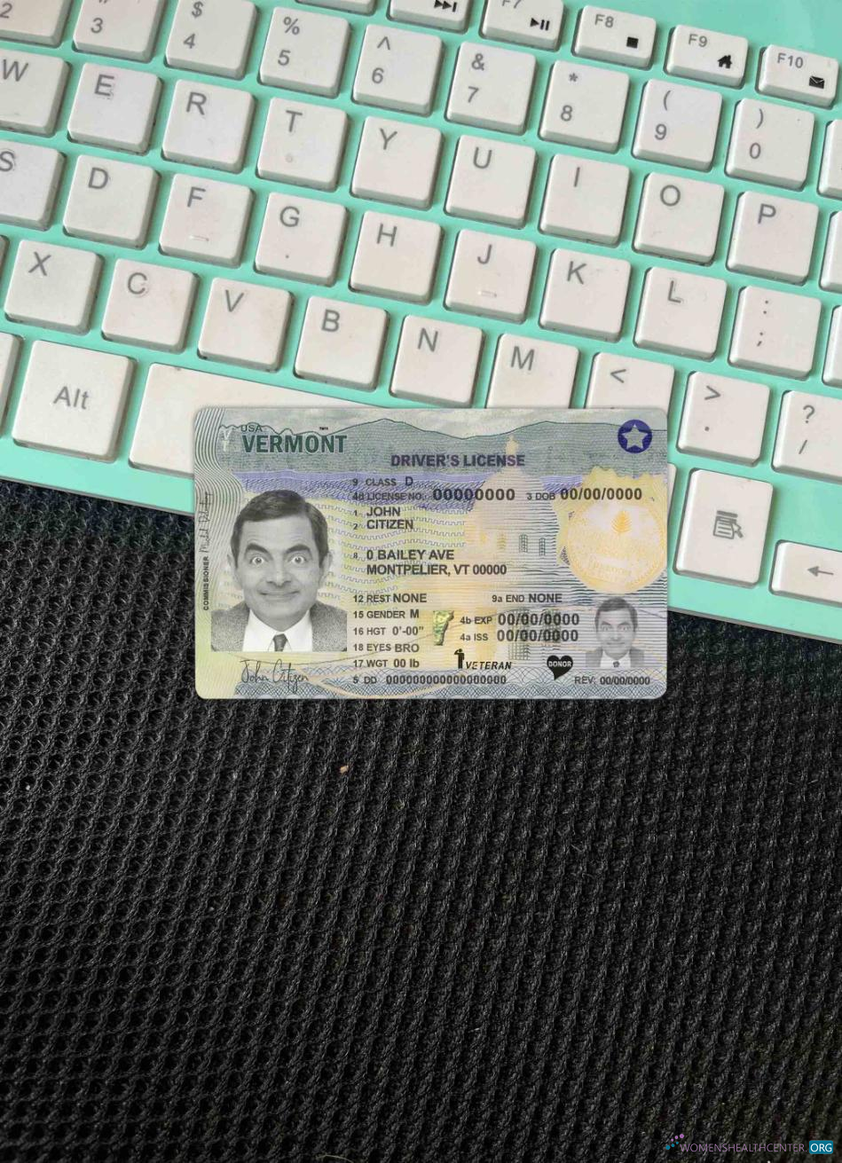Профессиональный USA Vermont Driving License Шаблон в PSD Формат (2019 – Настоящее Время) Фотоэффект Лицевая Сторона