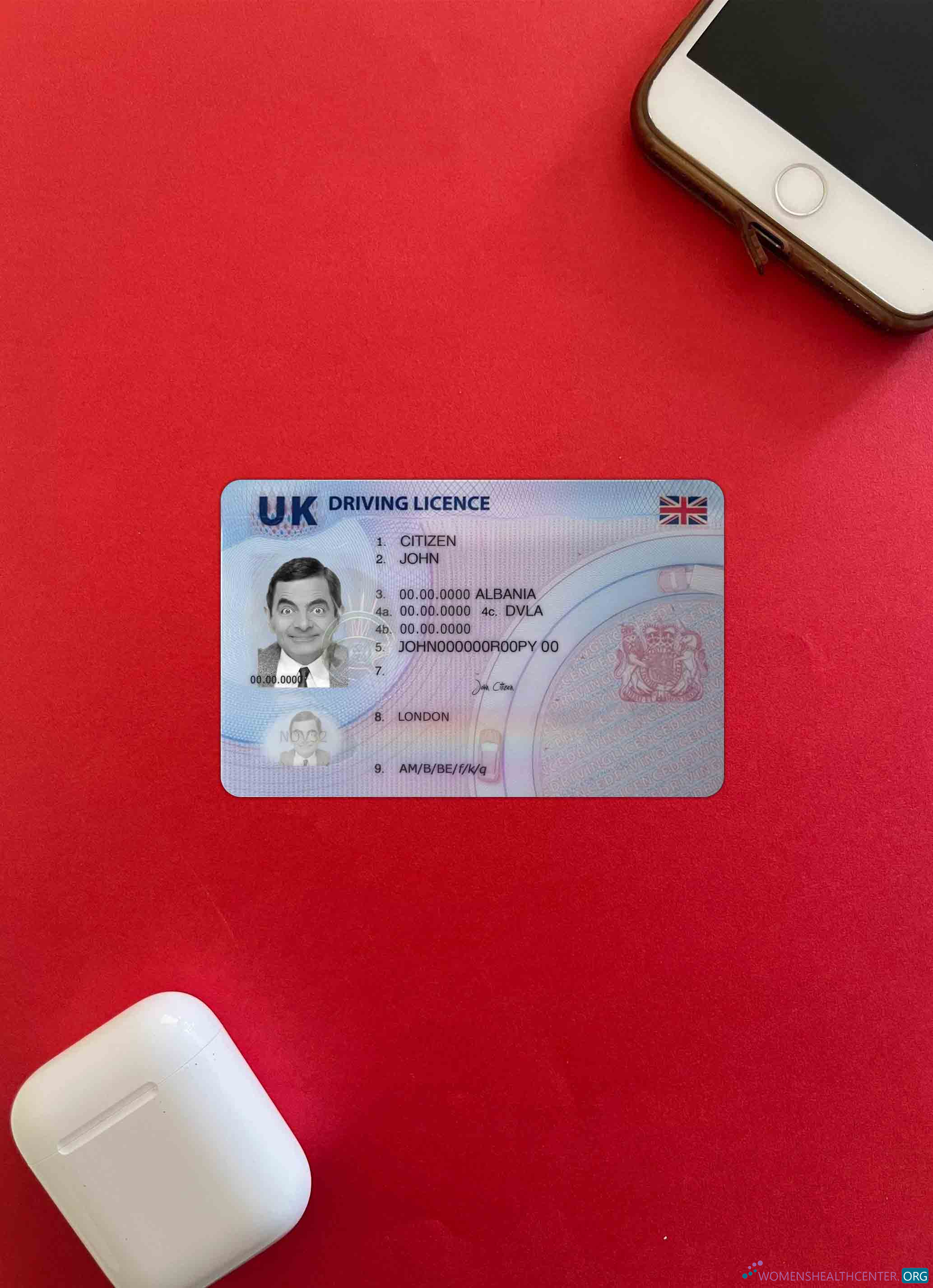 Великобритания Driving License, (after 2021 Декабря Настоящее Время) Фотоэффект Лицевая Сторона шаблон