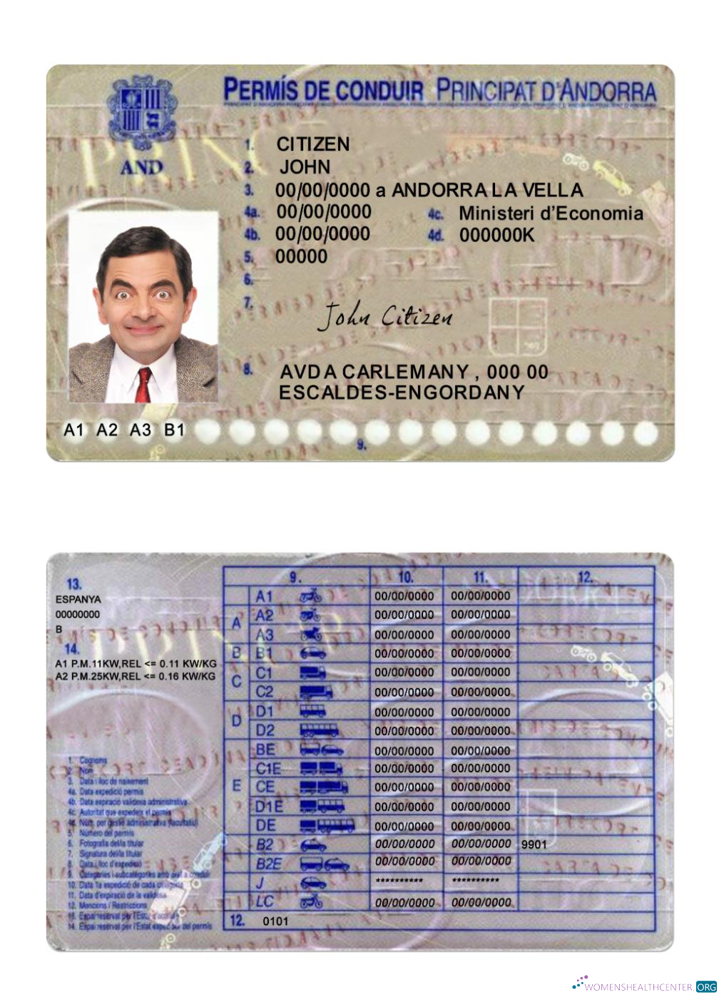 Télécharger Andorre Driving License maquette