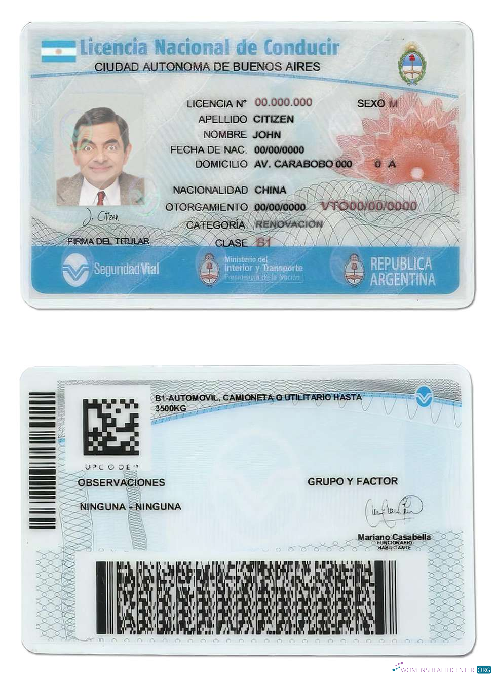 Télécharger Argentine Buenos Aires Driving License échantillon