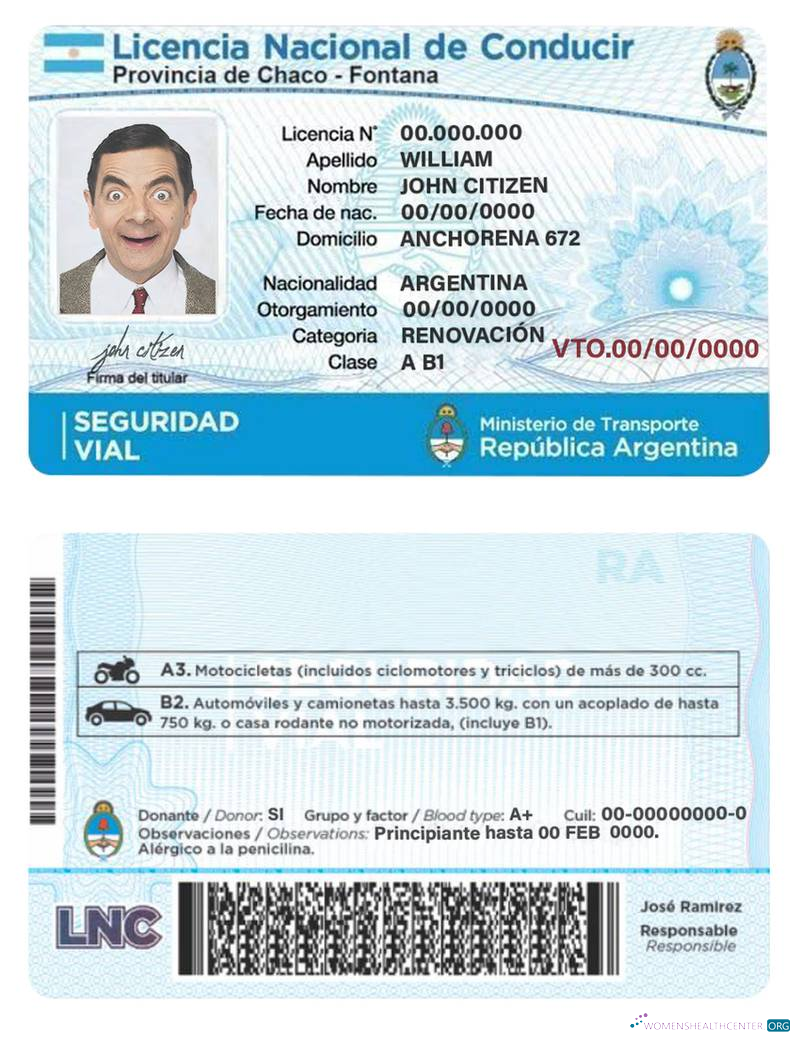 Télécharger Argentine Driving License modèle