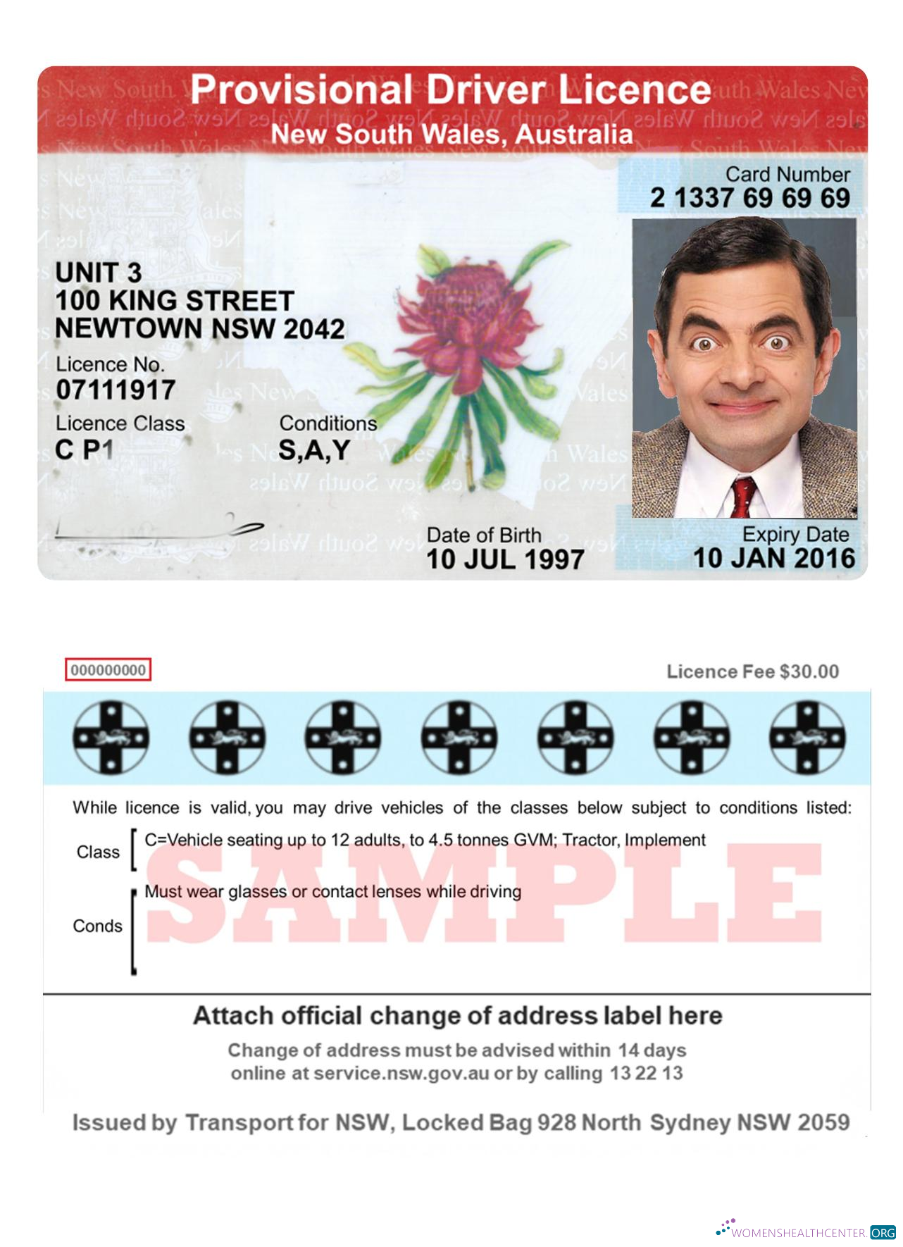 Télécharger Australie Nouveau Sud Wales Provisional Driving License design