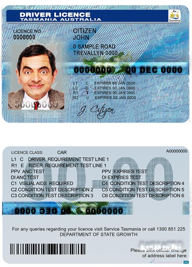 Télécharger Australie Tasmania Driver License maquette