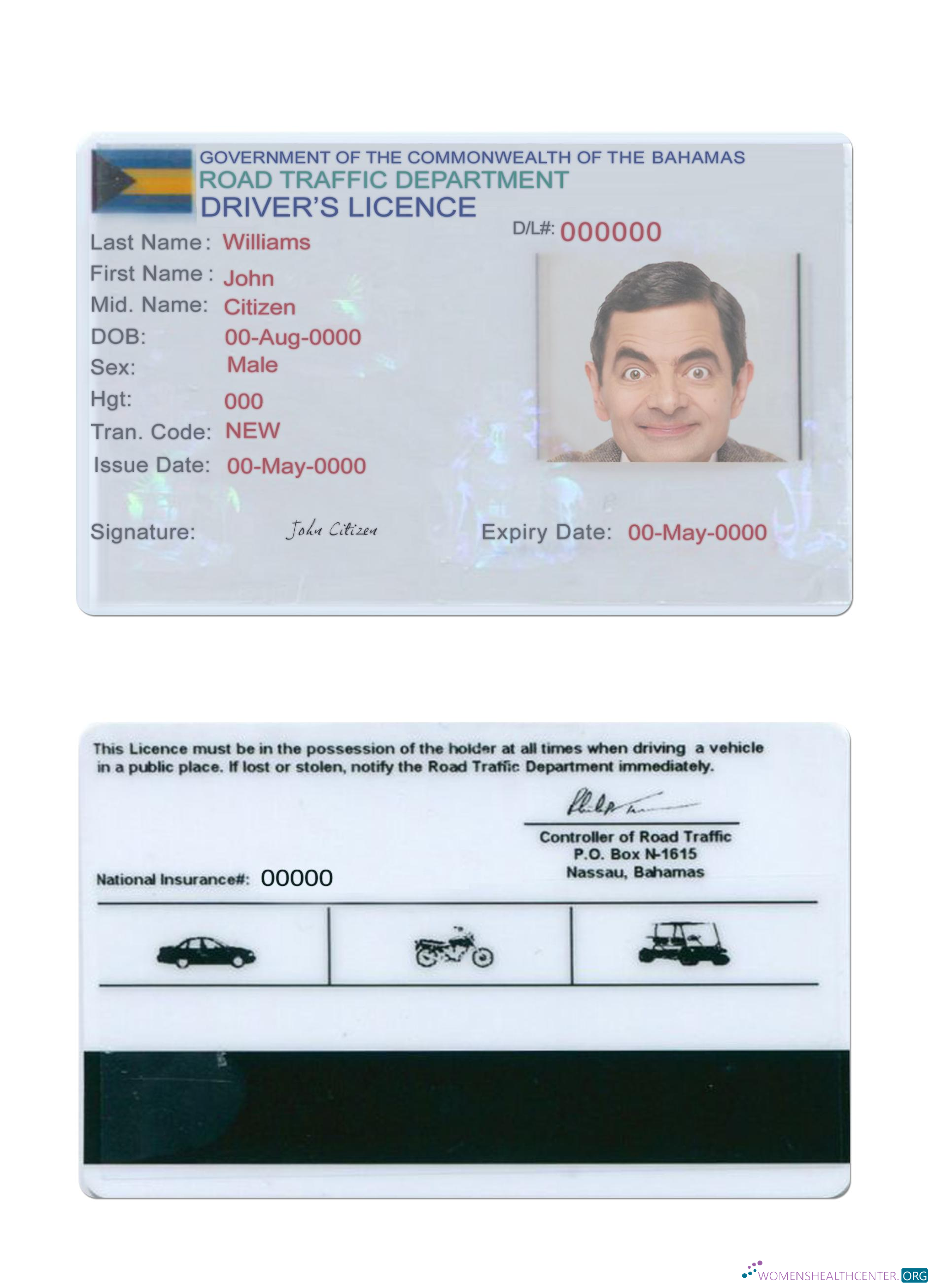 Télécharger Bahamas Driving License aperçu