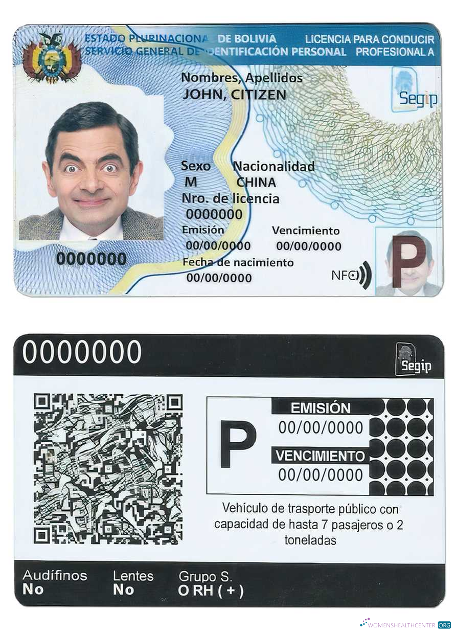 Qualité Télécharger Bolivie Driving License Modèle (2017 – Présent)