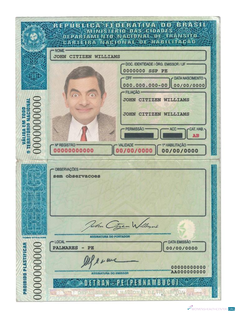 Télécharger Brésil (Detran Pe, Pernambuco) Driving License échantillon