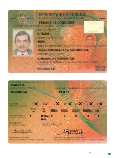Télécharger Burundi Driving License design