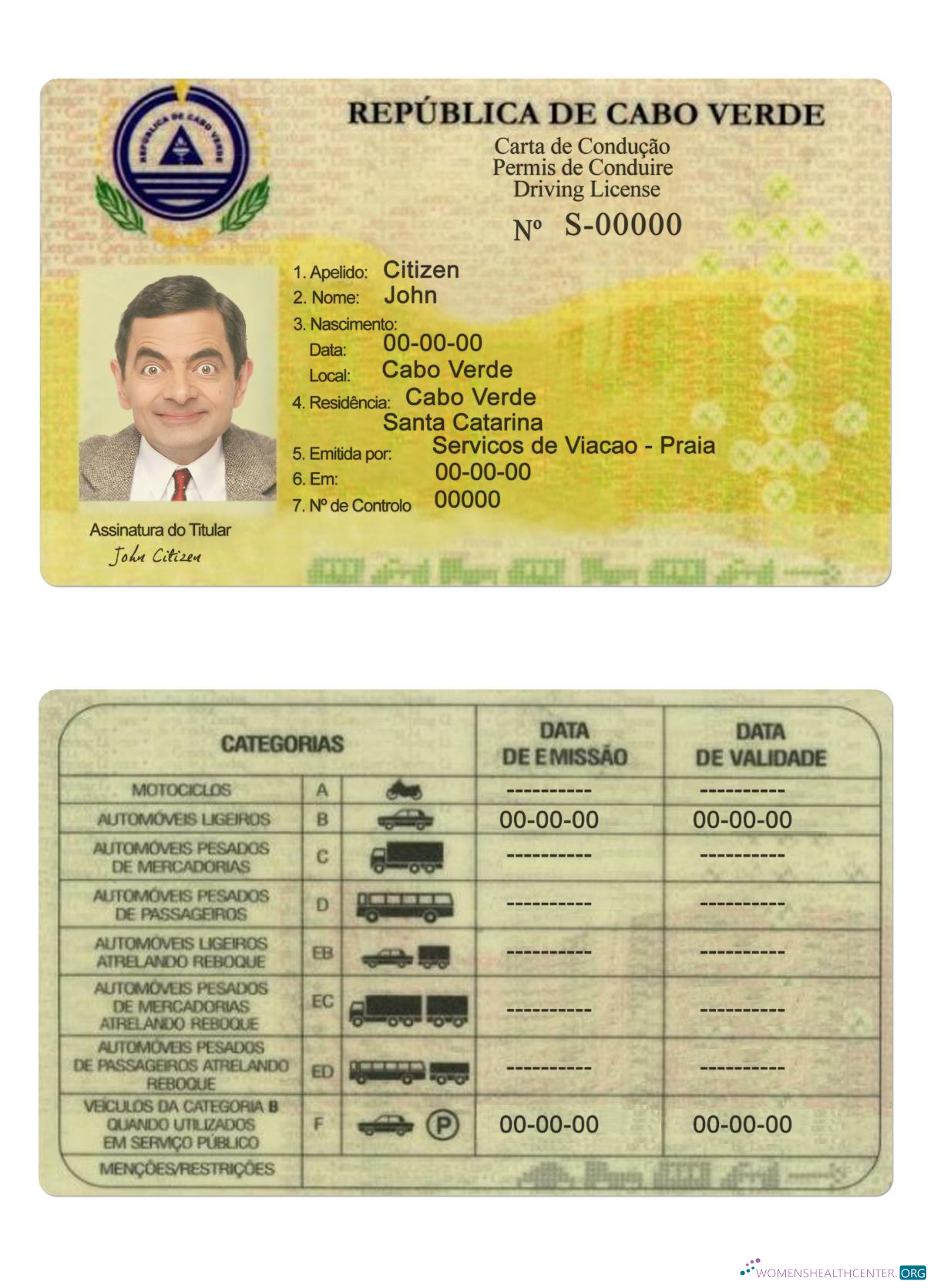Télécharger Cap-Vert Driving License échantillon