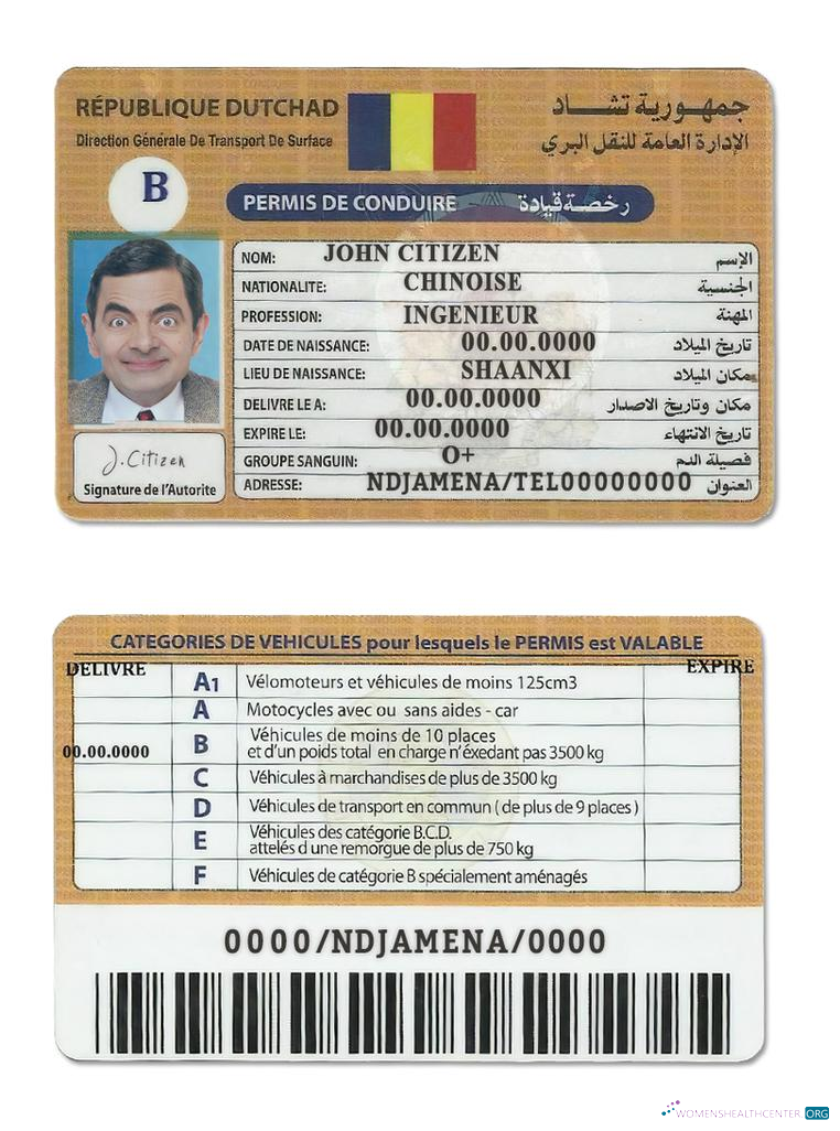 Télécharger Tchad(Republique Du Tchad) Driving License maquette