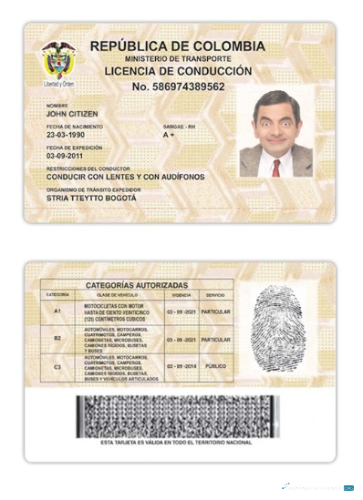 Télécharger Colombie Driving License Version 2 aperçu