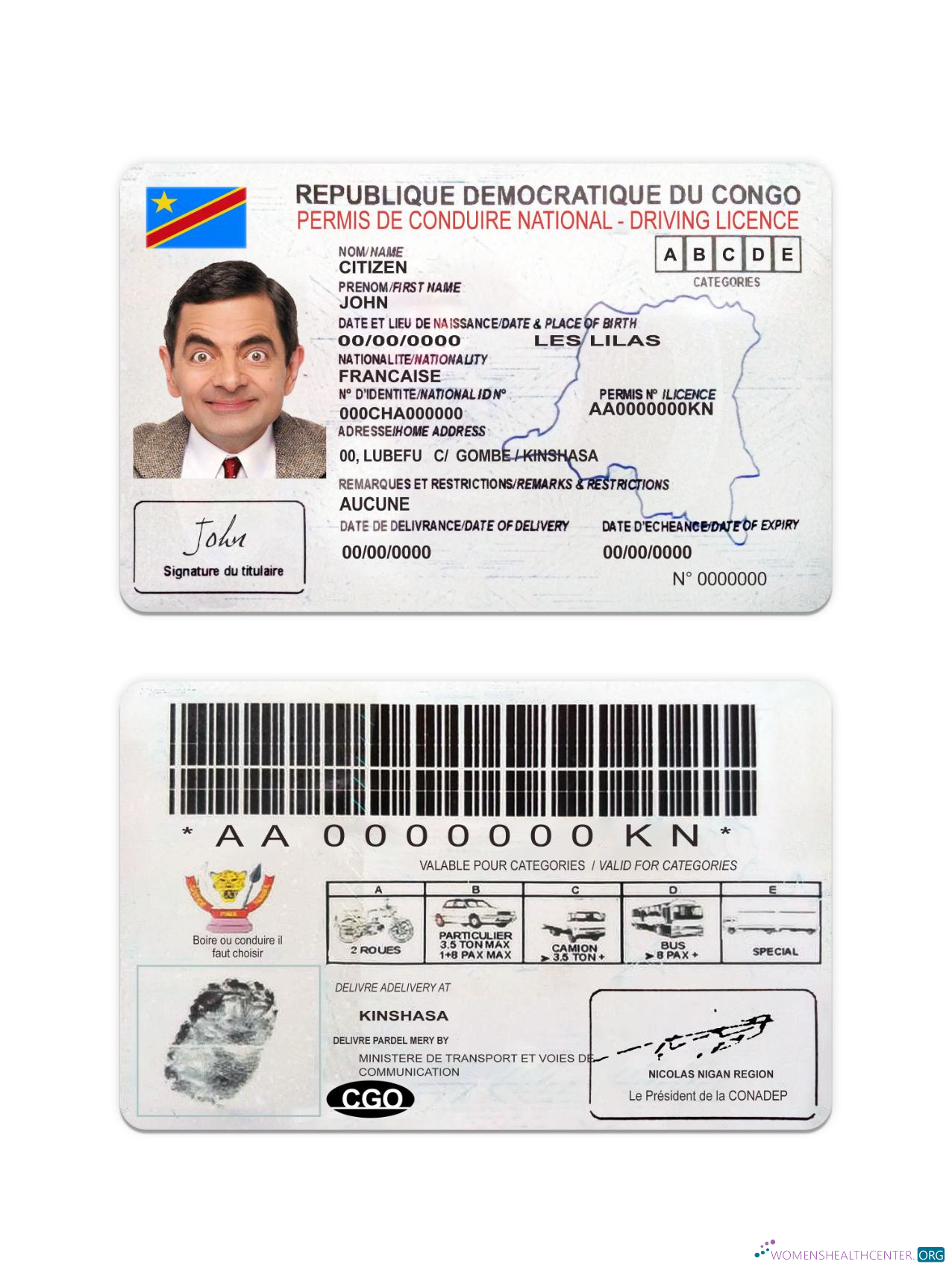 Télécharger Congo National Driving License maquette