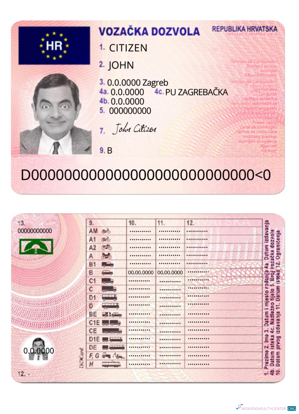 Télécharger Croatie Driving License design