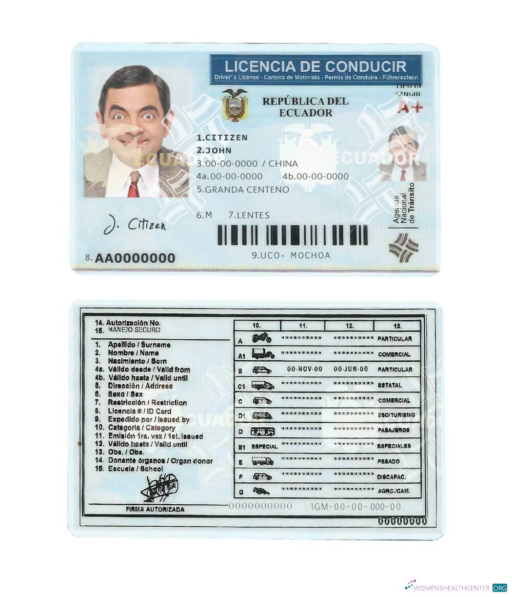Télécharger Équateur Driving License modèle