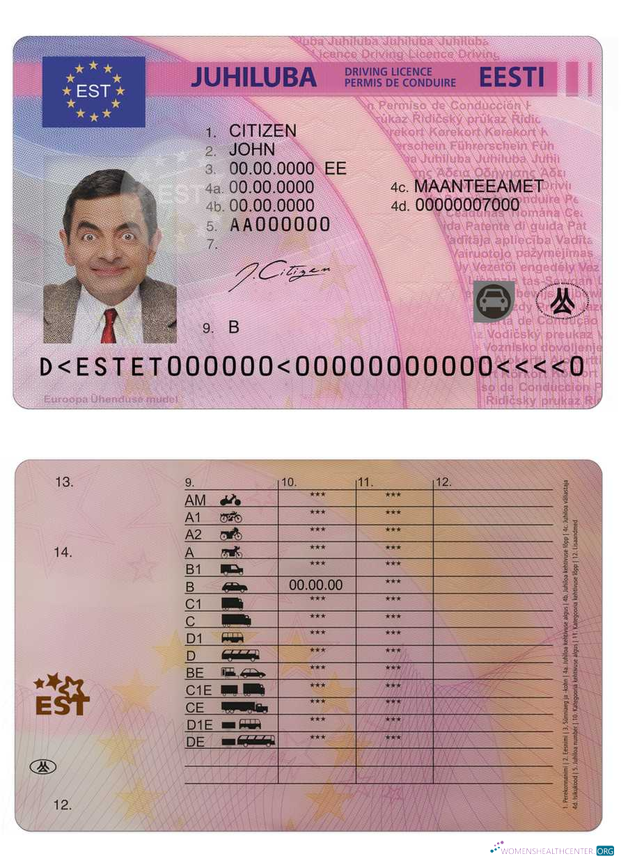 Télécharger Estonie Driving License échantillon